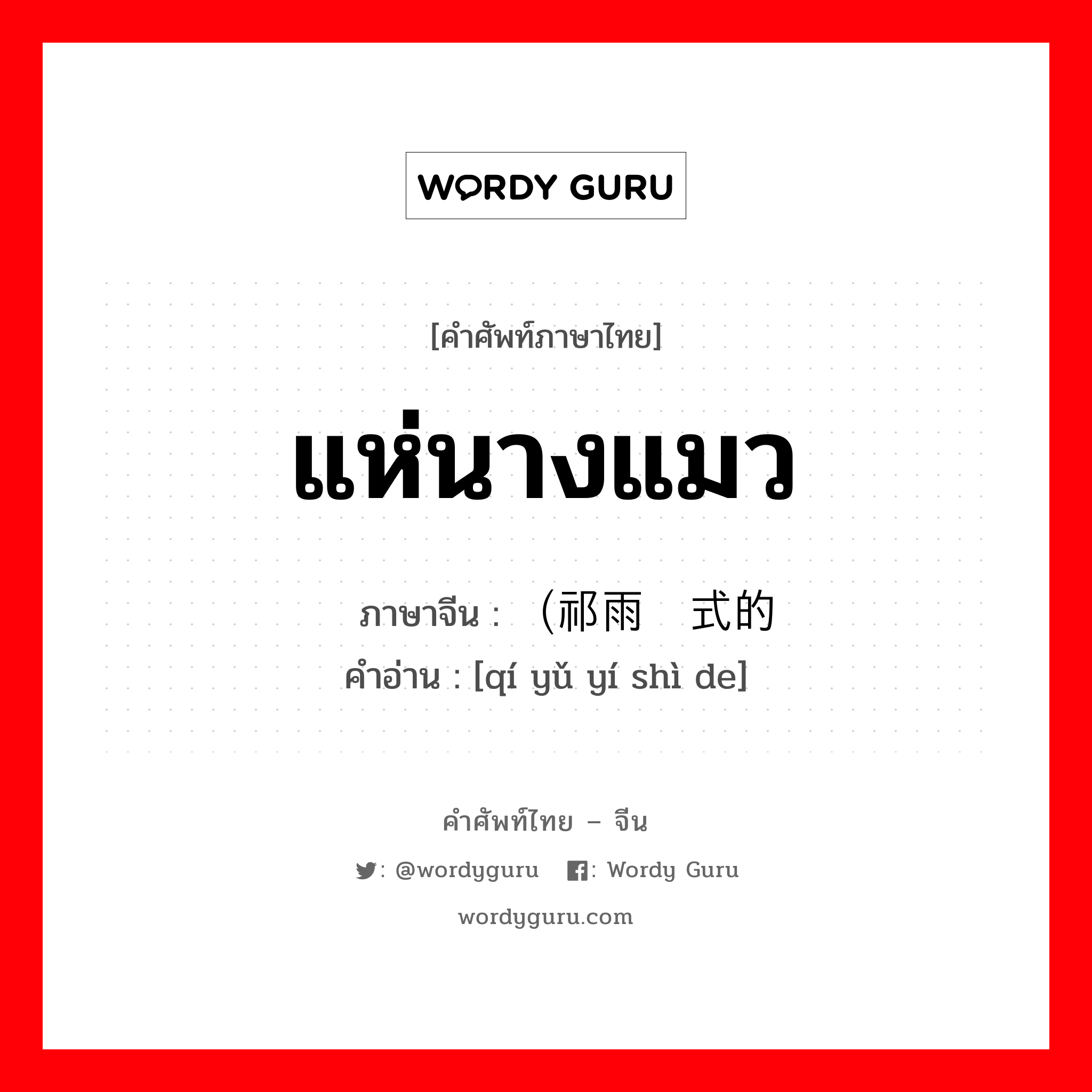 แห่นางแมว ภาษาจีนคืออะไร, คำศัพท์ภาษาไทย - จีน แห่นางแมว ภาษาจีน （祁雨仪式的 คำอ่าน [qí yǔ yí shì de]