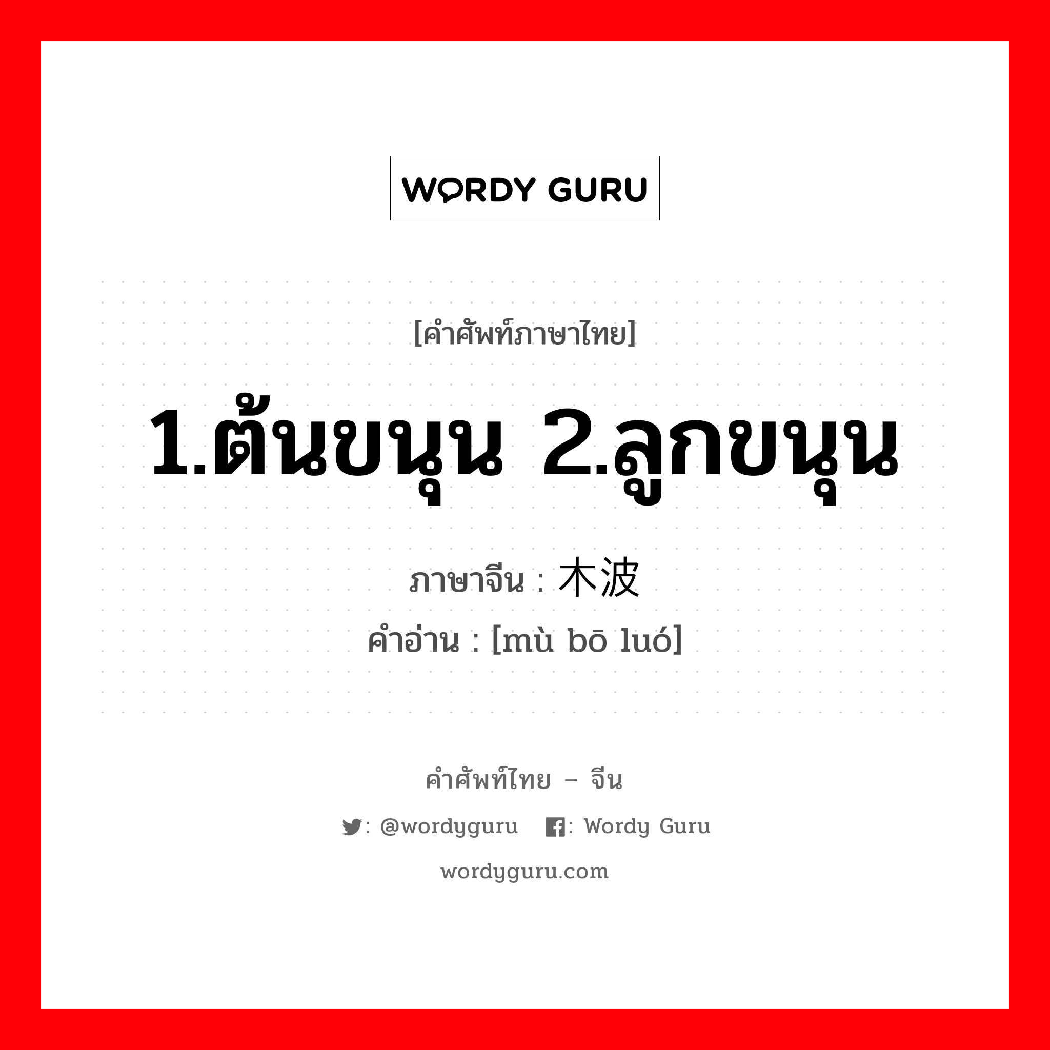 1.ต้นขนุน 2.ลูกขนุน ภาษาจีนคืออะไร, คำศัพท์ภาษาไทย - จีน 1.ต้นขนุน 2.ลูกขนุน ภาษาจีน 木波罗 คำอ่าน [mù bō luó]