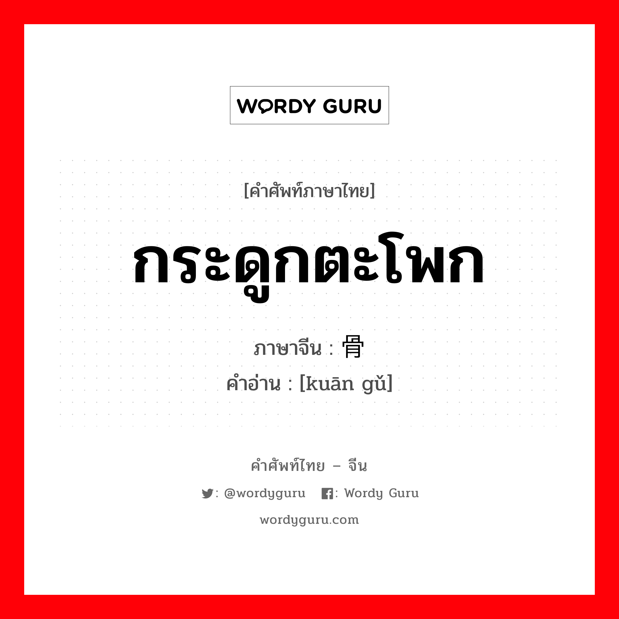 กระดูกตะโพก ภาษาจีนคืออะไร, คำศัพท์ภาษาไทย - จีน กระดูกตะโพก ภาษาจีน 髋骨 คำอ่าน [kuān gǔ]