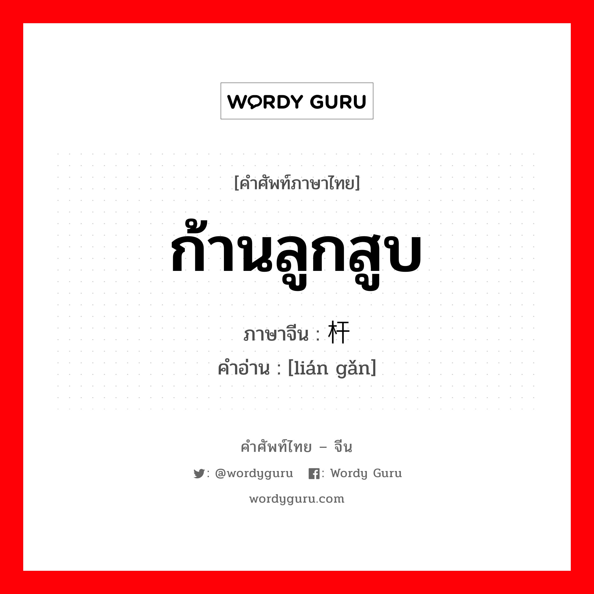 ก้านลูกสูบ ภาษาจีนคืออะไร, คำศัพท์ภาษาไทย - จีน ก้านลูกสูบ ภาษาจีน 连杆 คำอ่าน [lián gǎn]