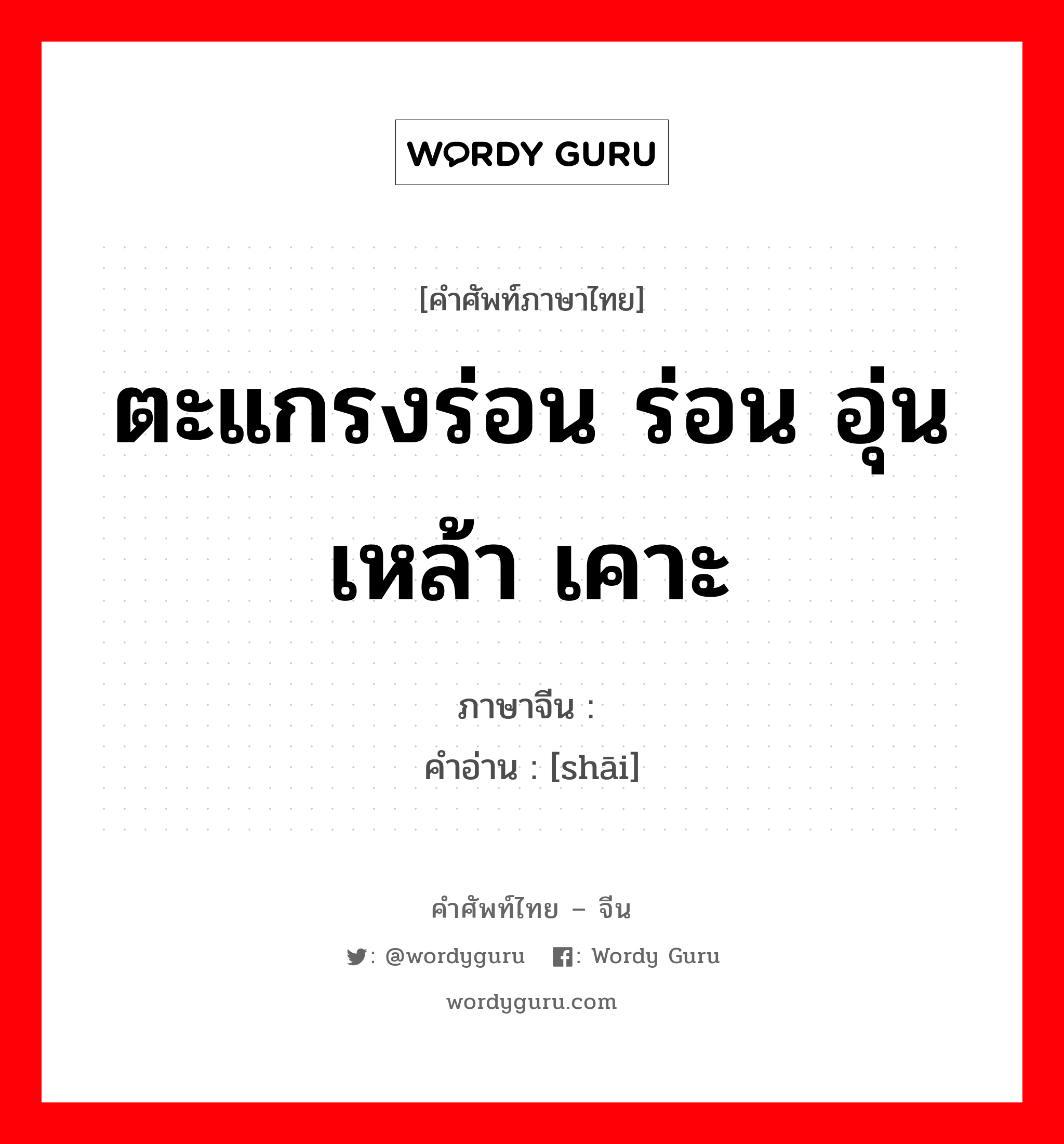 ตะแกรงร่อน ร่อน อุ่นเหล้า เคาะ ภาษาจีนคืออะไร, คำศัพท์ภาษาไทย - จีน ตะแกรงร่อน ร่อน อุ่นเหล้า เคาะ ภาษาจีน 筛 คำอ่าน [shāi]