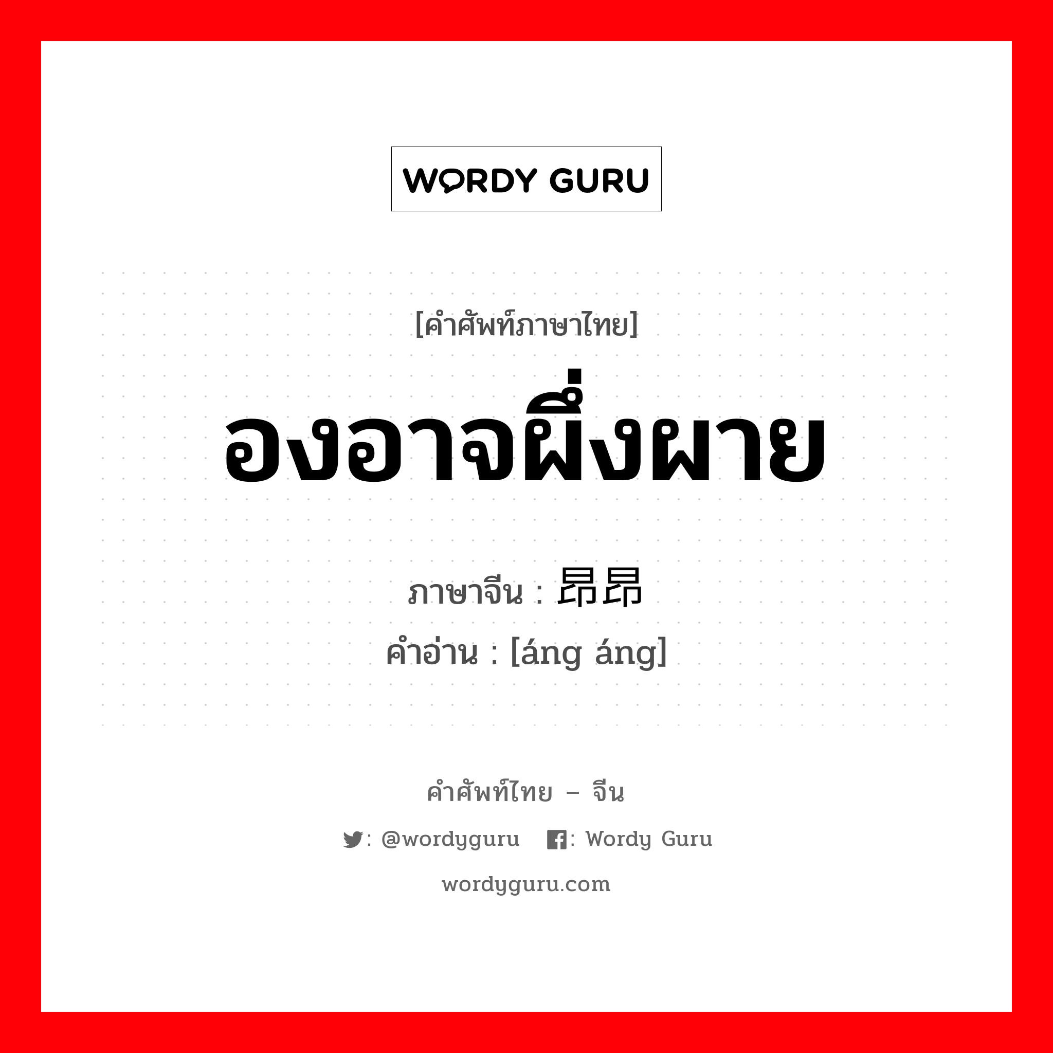 องอาจผึ่งผาย ภาษาจีนคืออะไร, คำศัพท์ภาษาไทย - จีน องอาจผึ่งผาย ภาษาจีน 昂昂 คำอ่าน [áng áng]