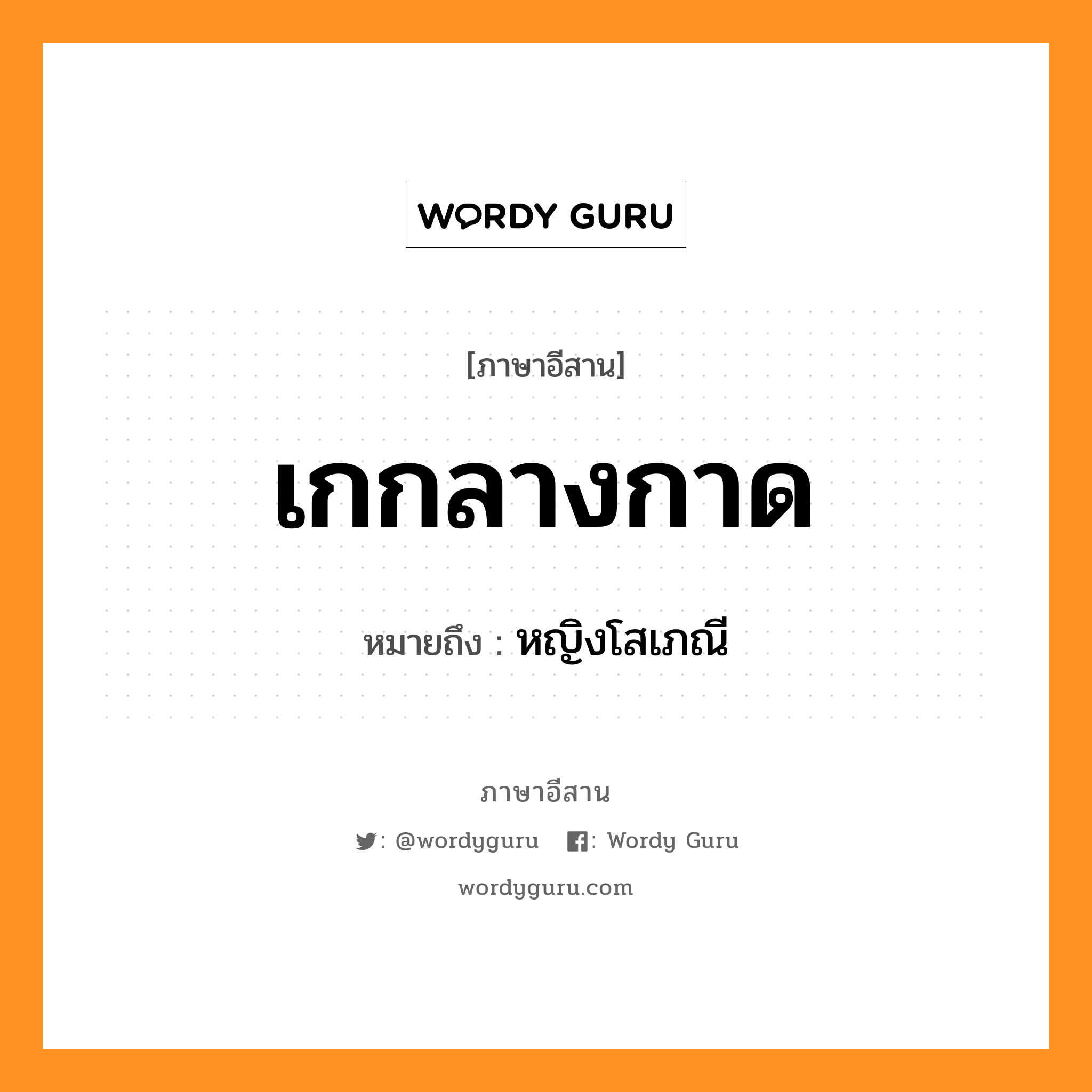 เกกลางกาด หมายถึงอะไร, ภาษาอีสาน เกกลางกาด หมายถึง หญิงโสเภณี หมวด เกก - ลาง - กาด