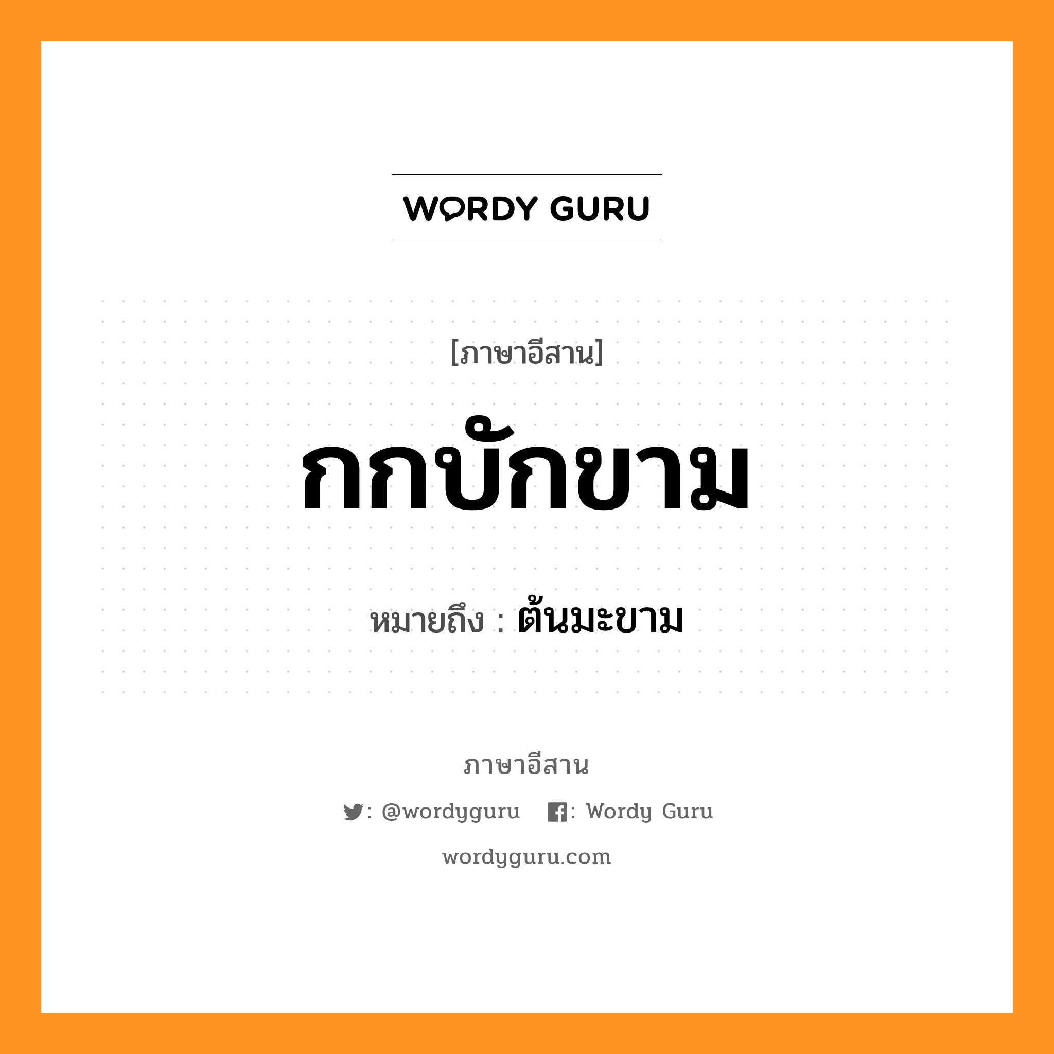 กกบักขาม หมายถึงอะไร, ภาษาอีสาน กกบักขาม หมายถึง ต้นมะขาม หมวด กก-บัก-ขาม