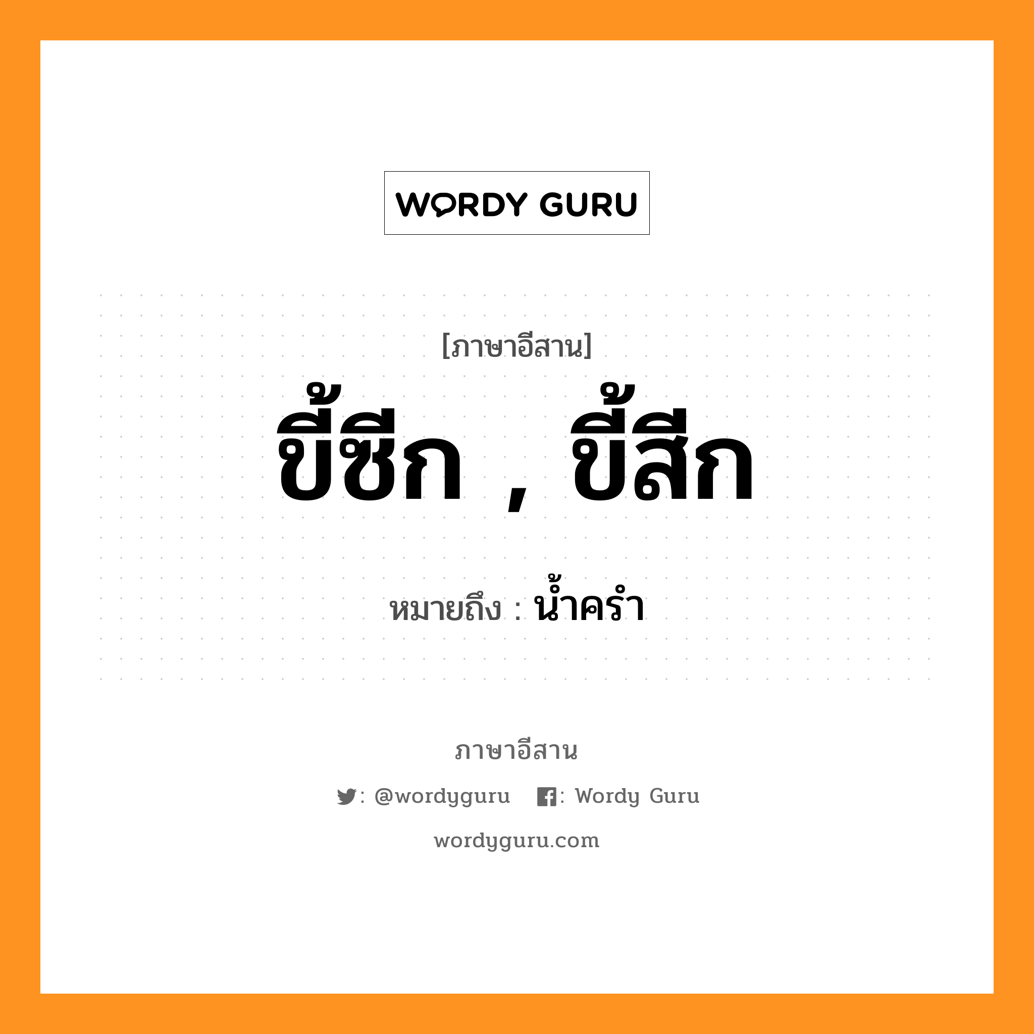 ขี้ซีก , ขี้สีก หมายถึงอะไร, ภาษาอีสาน ขี้ซีก , ขี้สีก หมายถึง น้ำครำ หมวด ขี้ - สีก