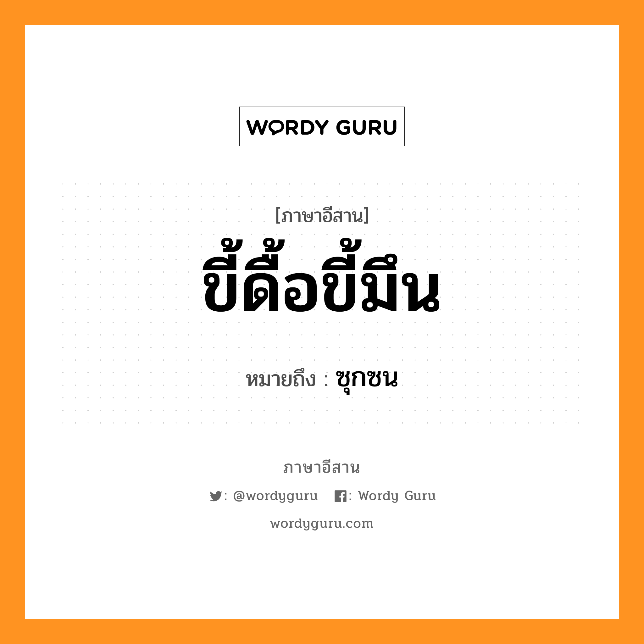 ขี้ดื้อขี้มึน หมายถึงอะไร, ภาษาอีสาน ขี้ดื้อขี้มึน หมายถึง ซุกซน หมวด ขี้ - ดื้อ - ขี้ - มึน