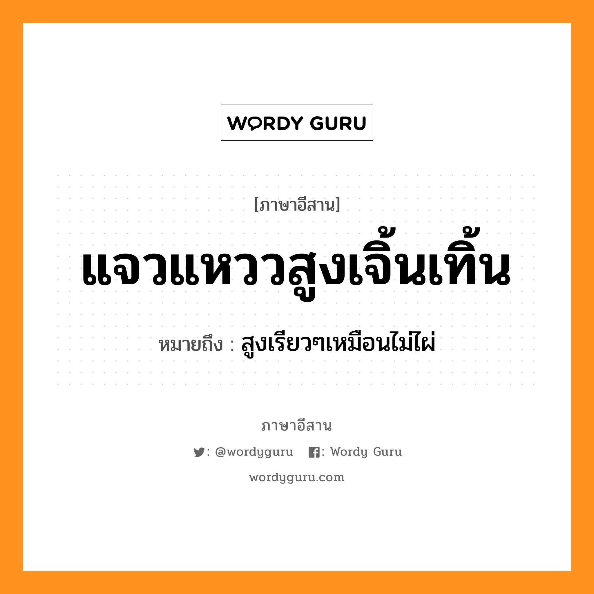 แจวแหววสูงเจิ้นเทิ้น หมายถึงอะไร, ภาษาอีสาน แจวแหววสูงเจิ้นเทิ้น หมายถึง สูงเรียวๆเหมือนไม่ไผ่ หมวด แจ๋ว - แหวว - สูง - เจิ้น - เทิ่น