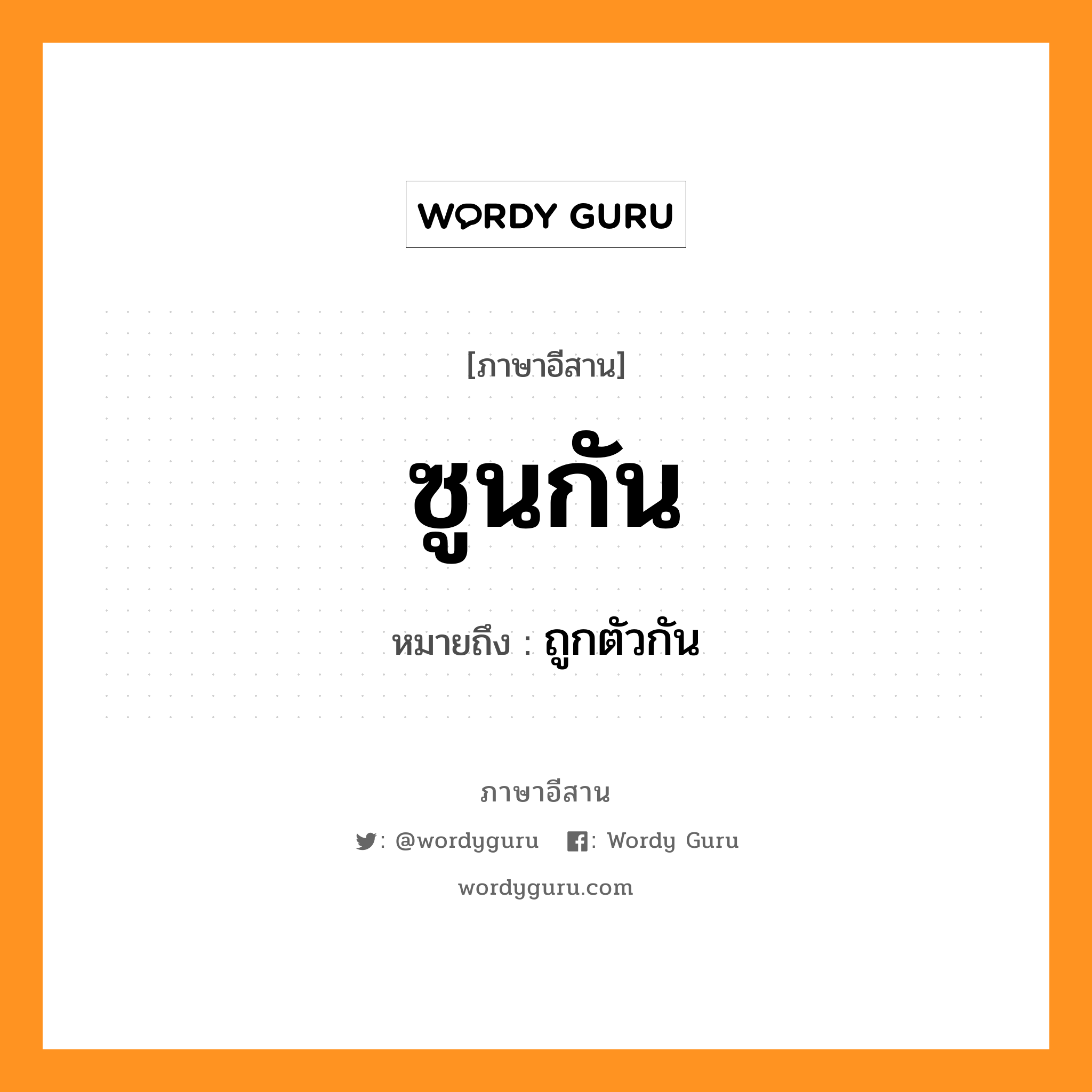 ซูนกัน หมายถึงอะไร, ภาษาอีสาน ซูนกัน หมายถึง ถูกตัวกัน หมวด ซูน - กัน