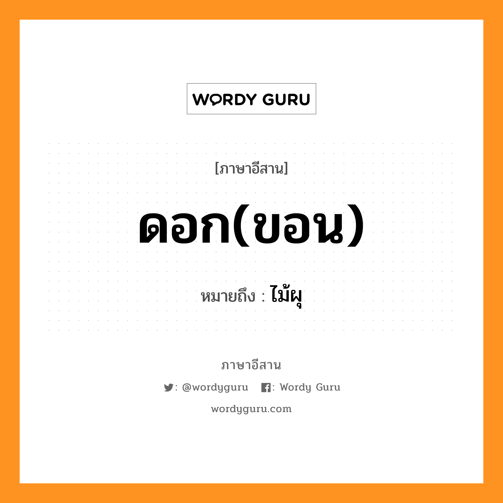 ดอก(ขอน) หมายถึงอะไร, ภาษาอีสาน ดอก(ขอน) หมายถึง ไม้ผุ หมวด ดอก