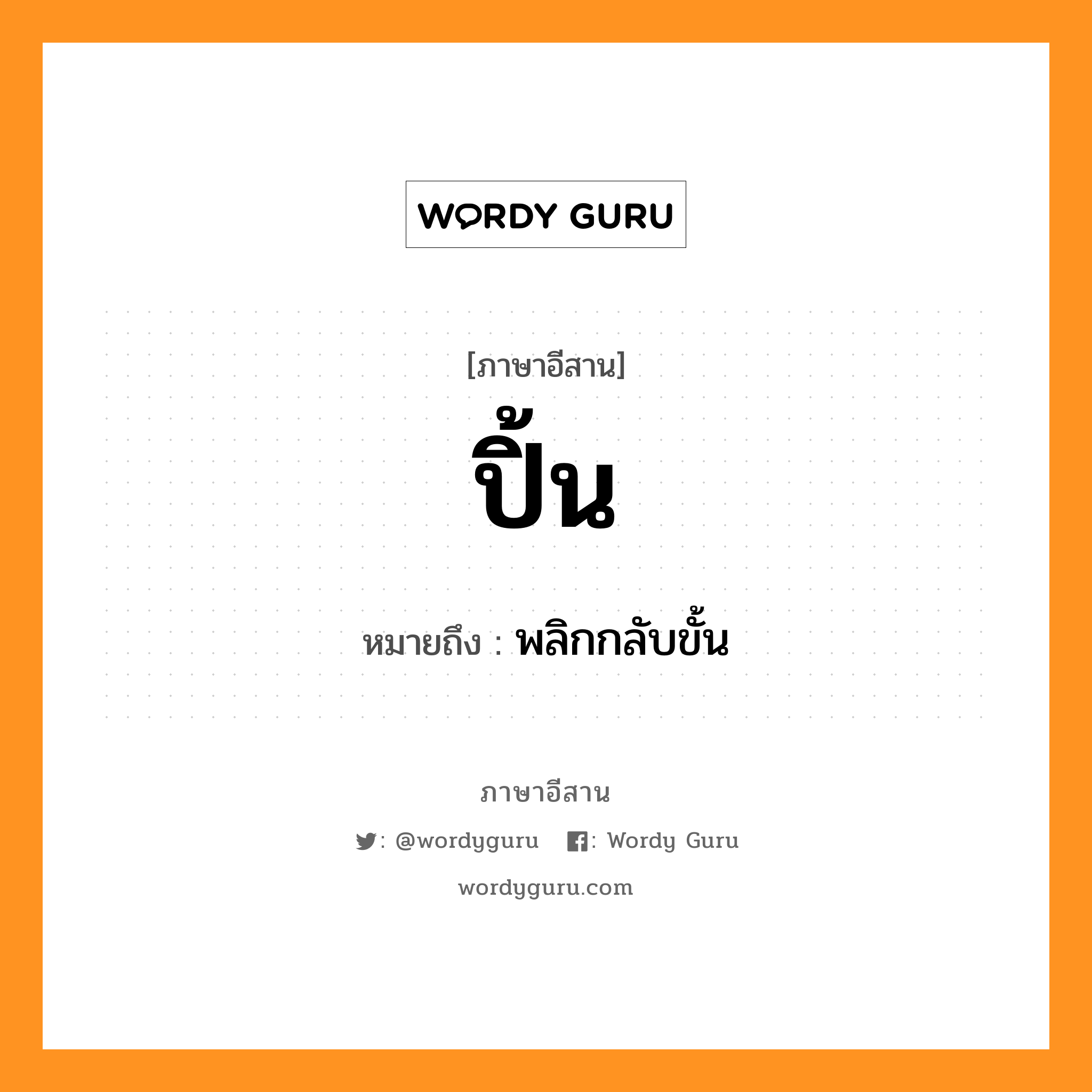 ปิ้น หมายถึงอะไร, ภาษาอีสาน ปิ้น หมายถึง พลิกกลับขั้น หมวด ปิ้น