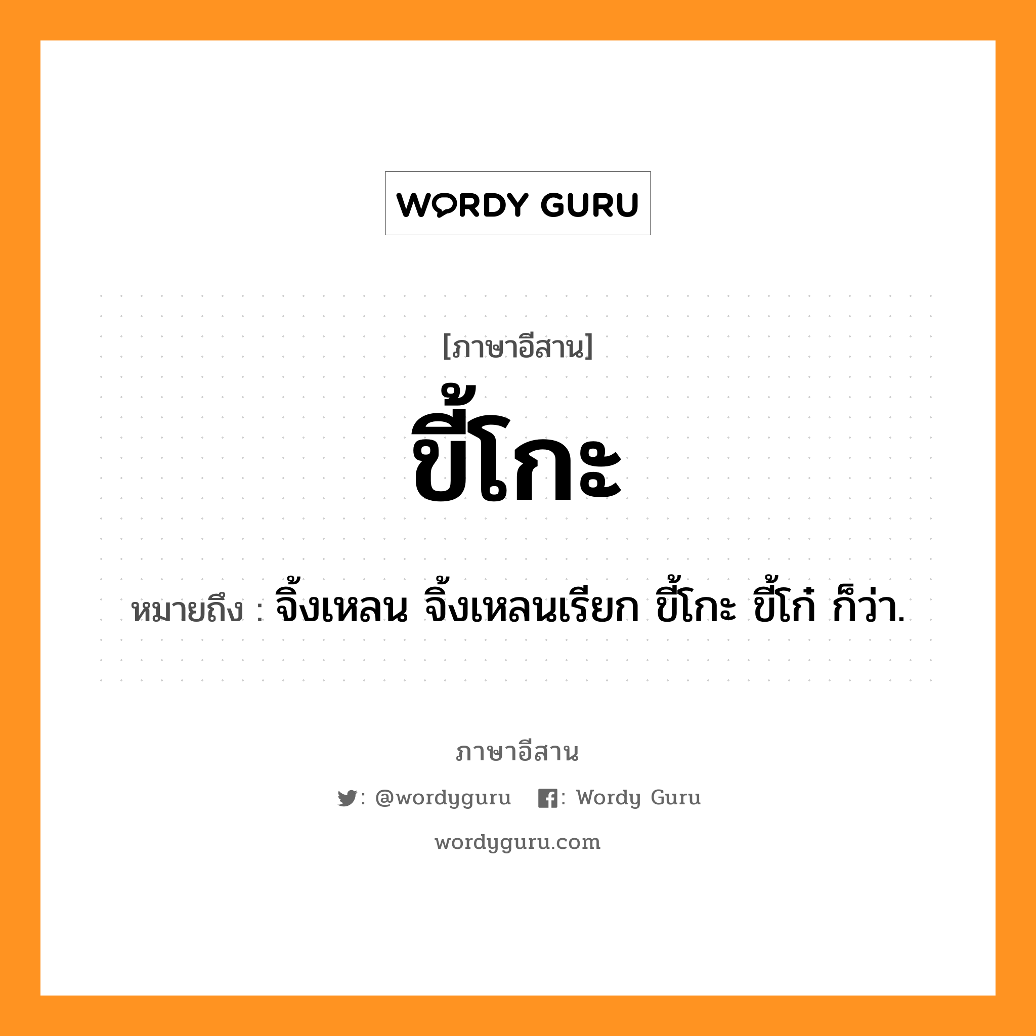 ขี้โกะ หมายถึงอะไร, ภาษาอีสาน ขี้โกะ หมายถึง จิ้งเหลน จิ้งเหลนเรียก ขี้โกะ ขี้โก๋ ก็ว่า. หมวด ขี้ - โกะ