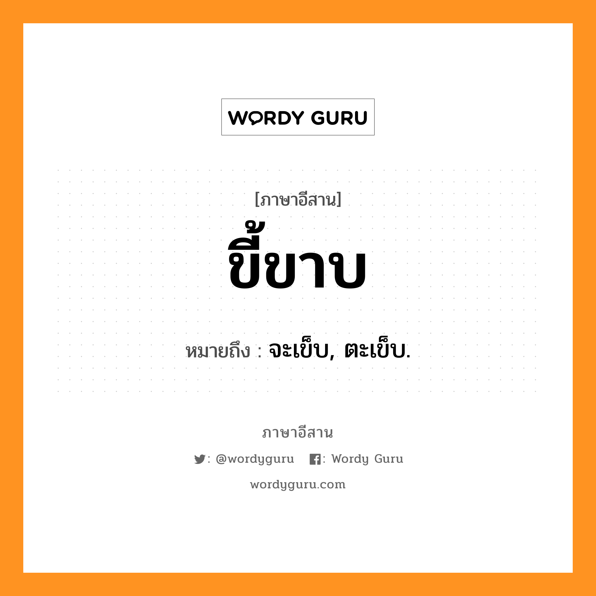 ขี้ขาบ หมายถึงอะไร, ภาษาอีสาน ขี้ขาบ หมายถึง จะเข็บ, ตะเข็บ. หมวด ขี้ - ขาบ