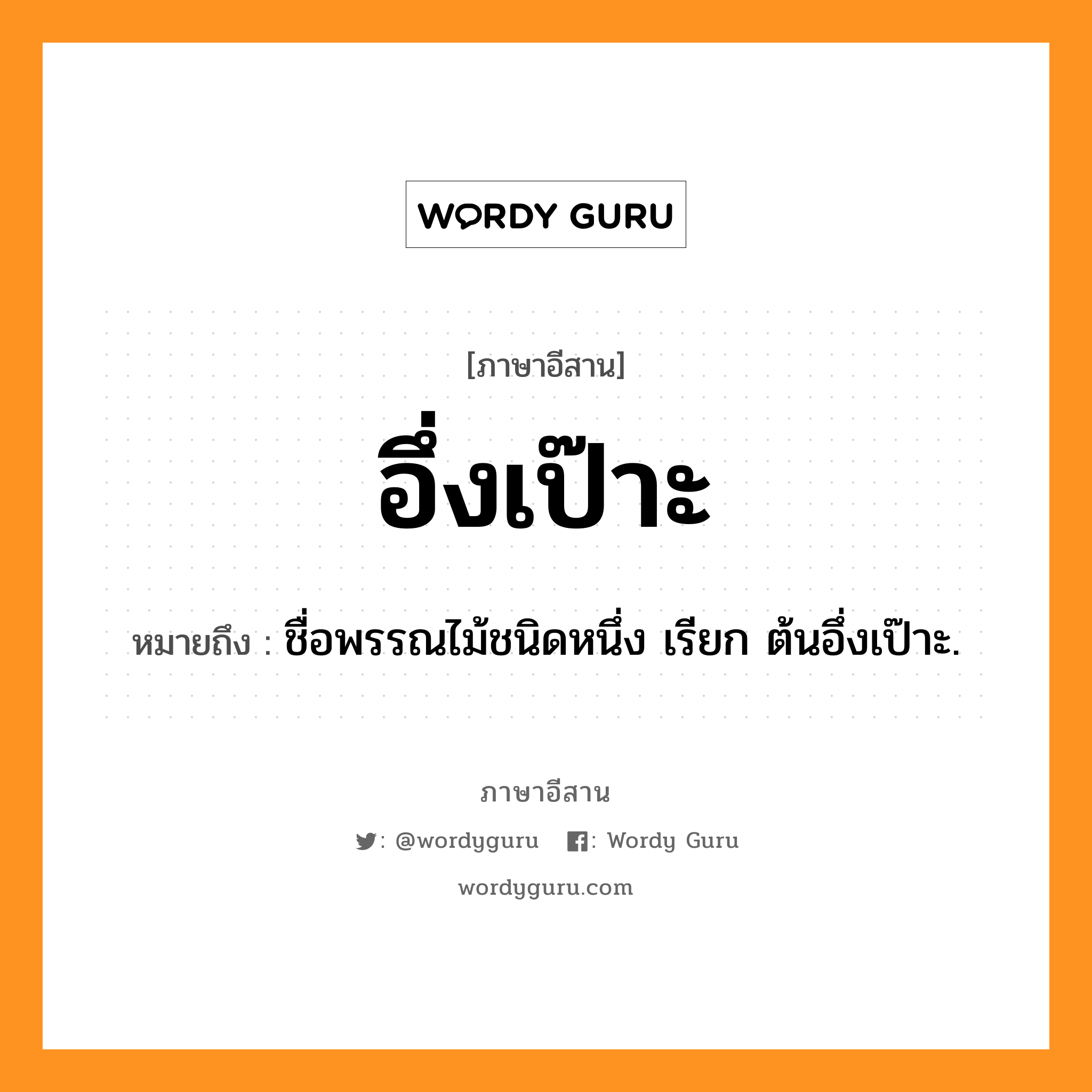 อึ่งเป๊าะ หมายถึงอะไร, ภาษาอีสาน อึ่งเป๊าะ หมายถึง ชื่อพรรณไม้ชนิดหนึ่ง เรียก ต้นอึ่งเป๊าะ. หมวด อึ่งเป๊าะ