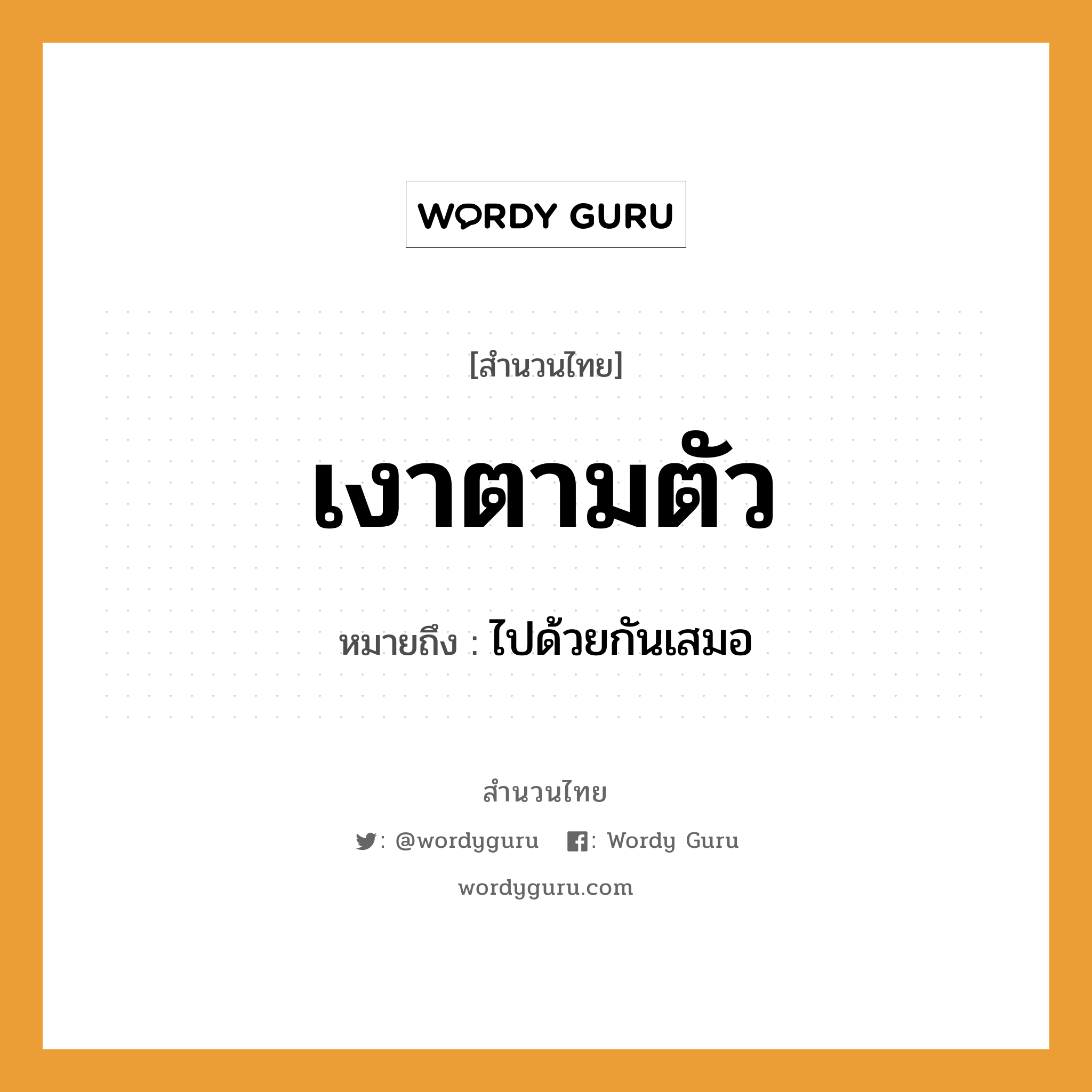 สำนวนไทย: เงาตามตัว หมายถึง?, สํานวนไทย เงาตามตัว หมายถึง ไปด้วยกันเสมอ อวัยวะ ตัว