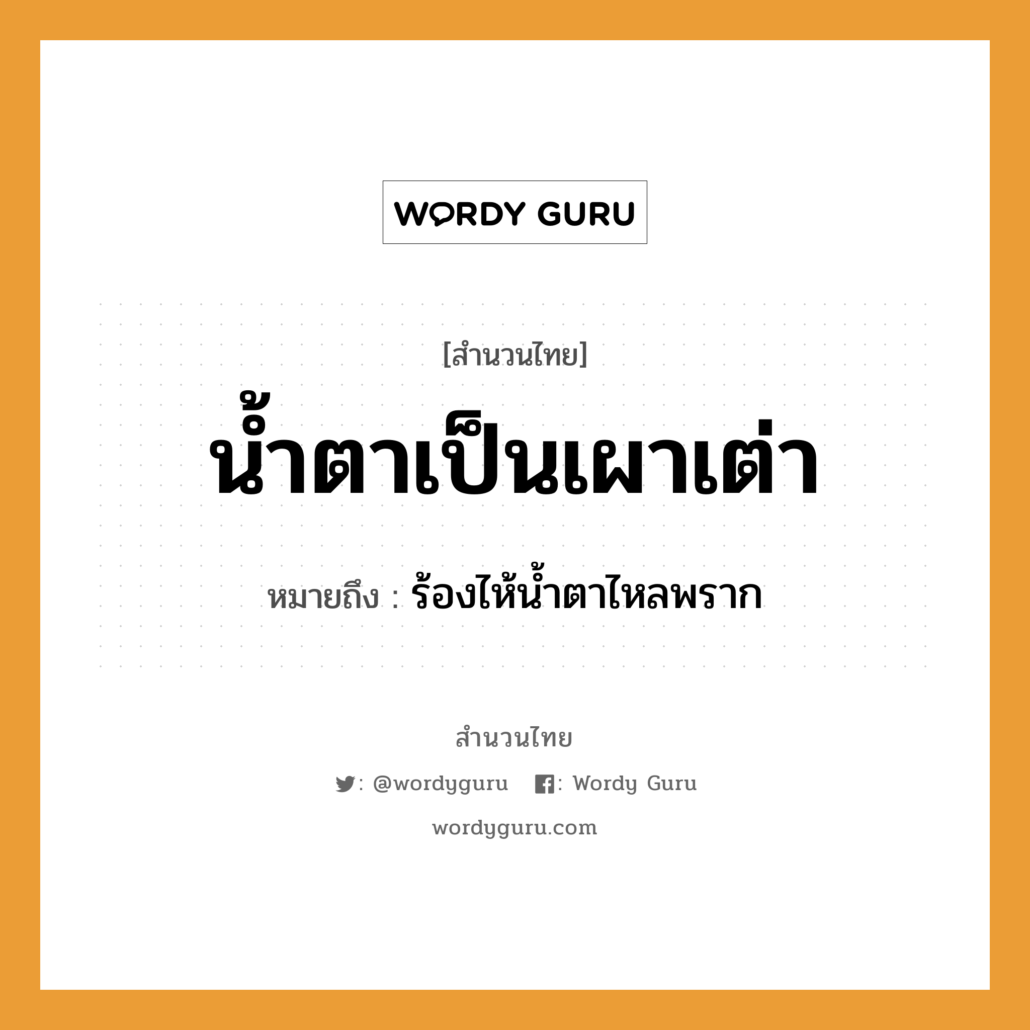 สำนวนไทย: น้ำตาเป็นเผาเต่า หมายถึง?, หมายถึง ร้องไห้น้ำตาไหลพราก