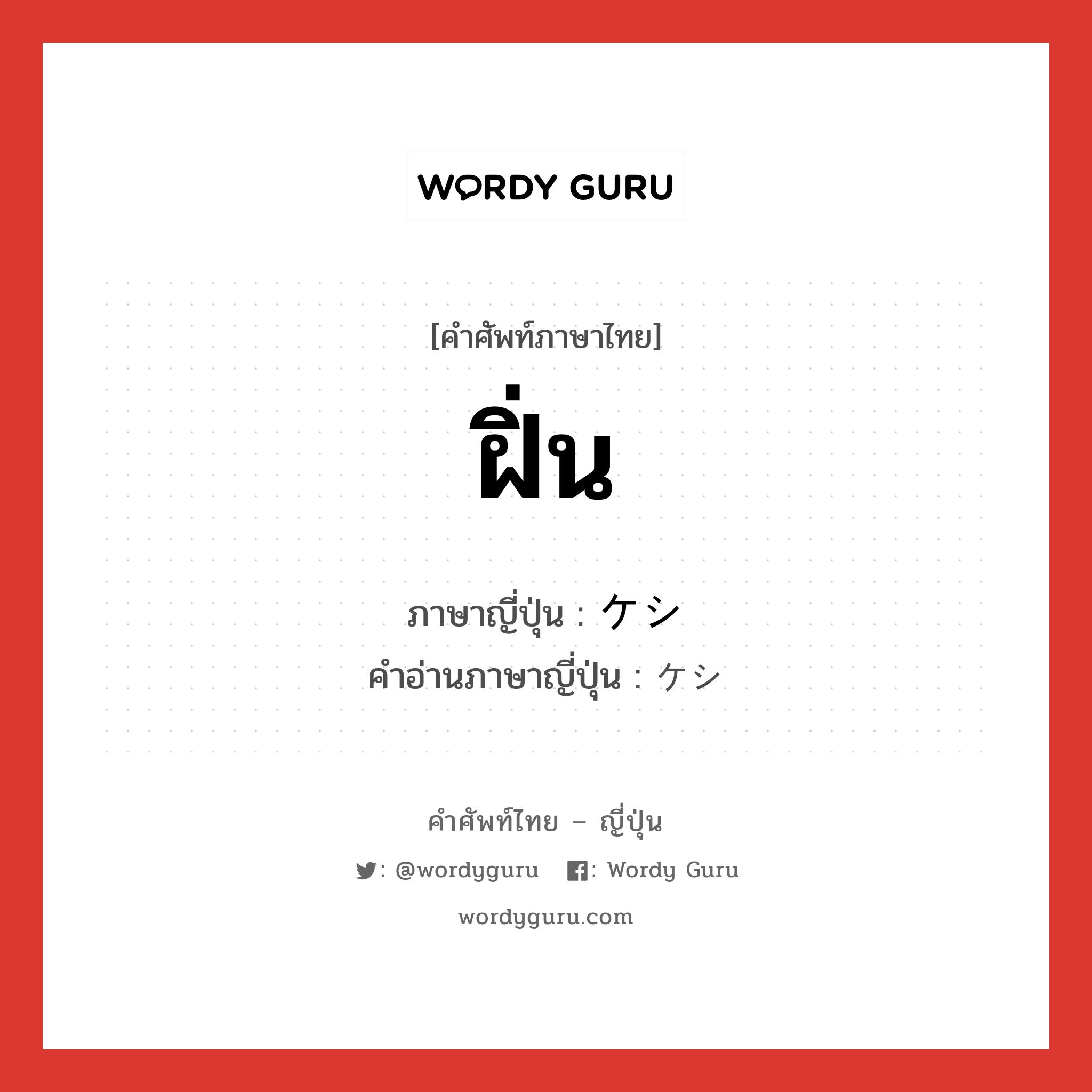 ฝิ่น ภาษาญี่ปุ่นคืออะไร, คำศัพท์ภาษาไทย - ญี่ปุ่น ฝิ่น ภาษาญี่ปุ่น ケシ คำอ่านภาษาญี่ปุ่น ケシ หมวด n หมวด n