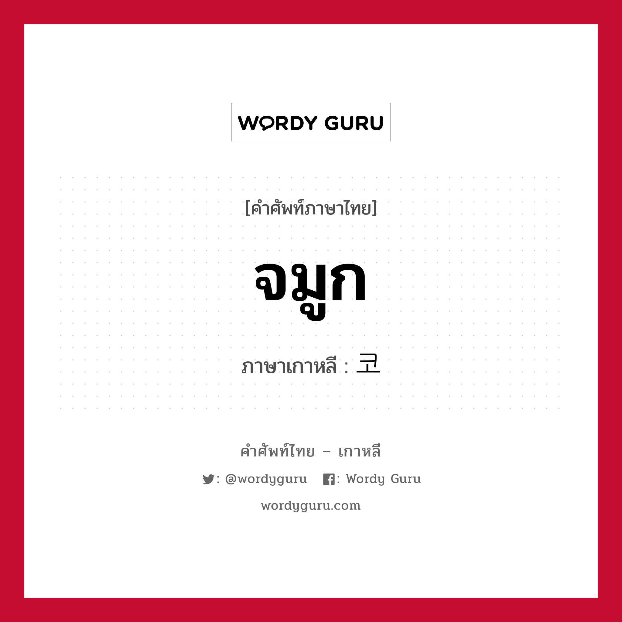 จมูก ภาษาเกาหลีคืออะไร, คำศัพท์ภาษาไทย - เกาหลี จมูก ภาษาเกาหลี 코