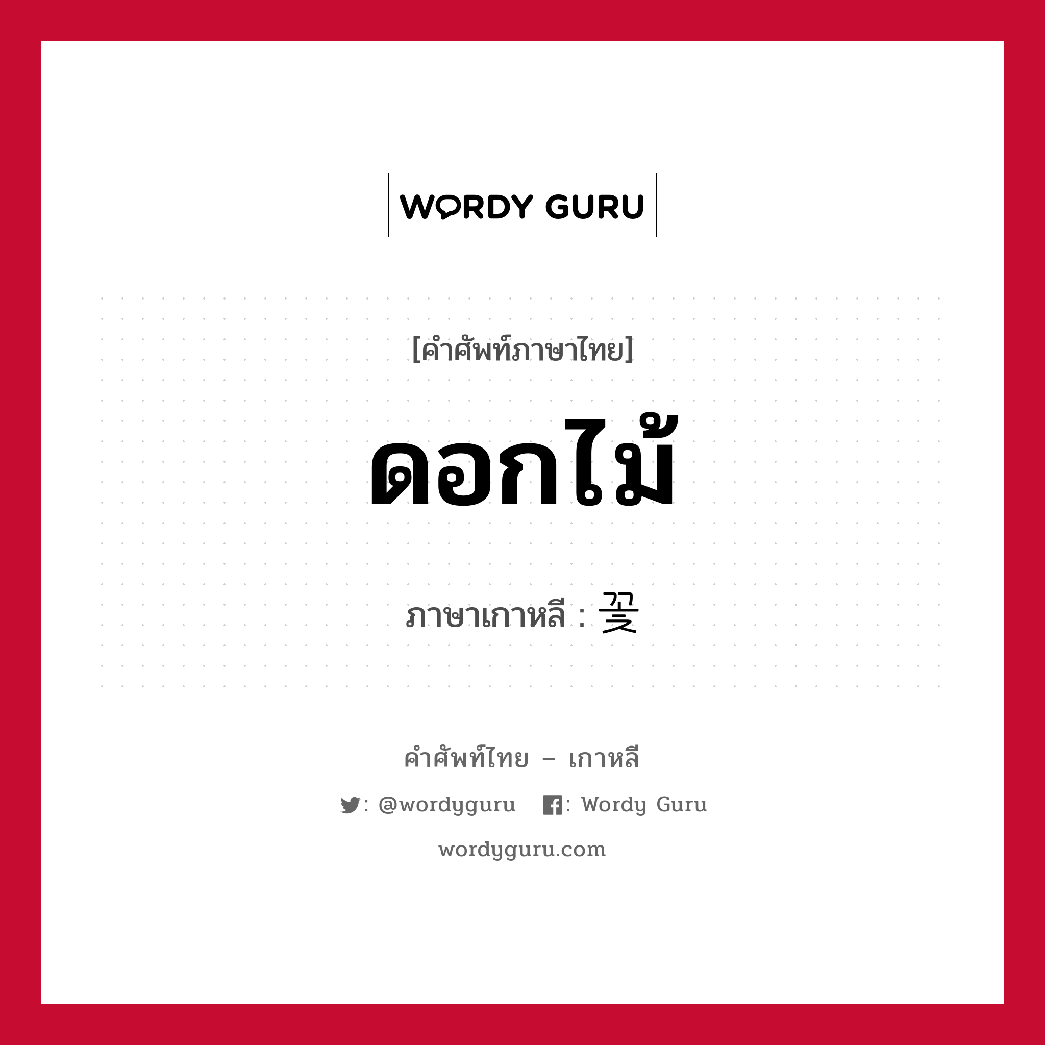 ดอกไม้ ภาษาเกาหลีคืออะไร, คำศัพท์ภาษาไทย - เกาหลี ดอกไม้ ภาษาเกาหลี 꽃