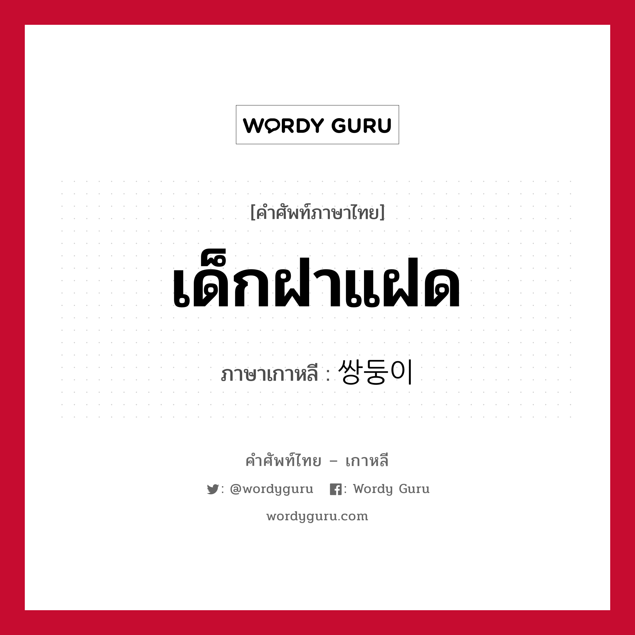 เด็กฝาแฝด ภาษาเกาหลีคืออะไร, คำศัพท์ภาษาไทย - เกาหลี เด็กฝาแฝด ภาษาเกาหลี 쌍둥이