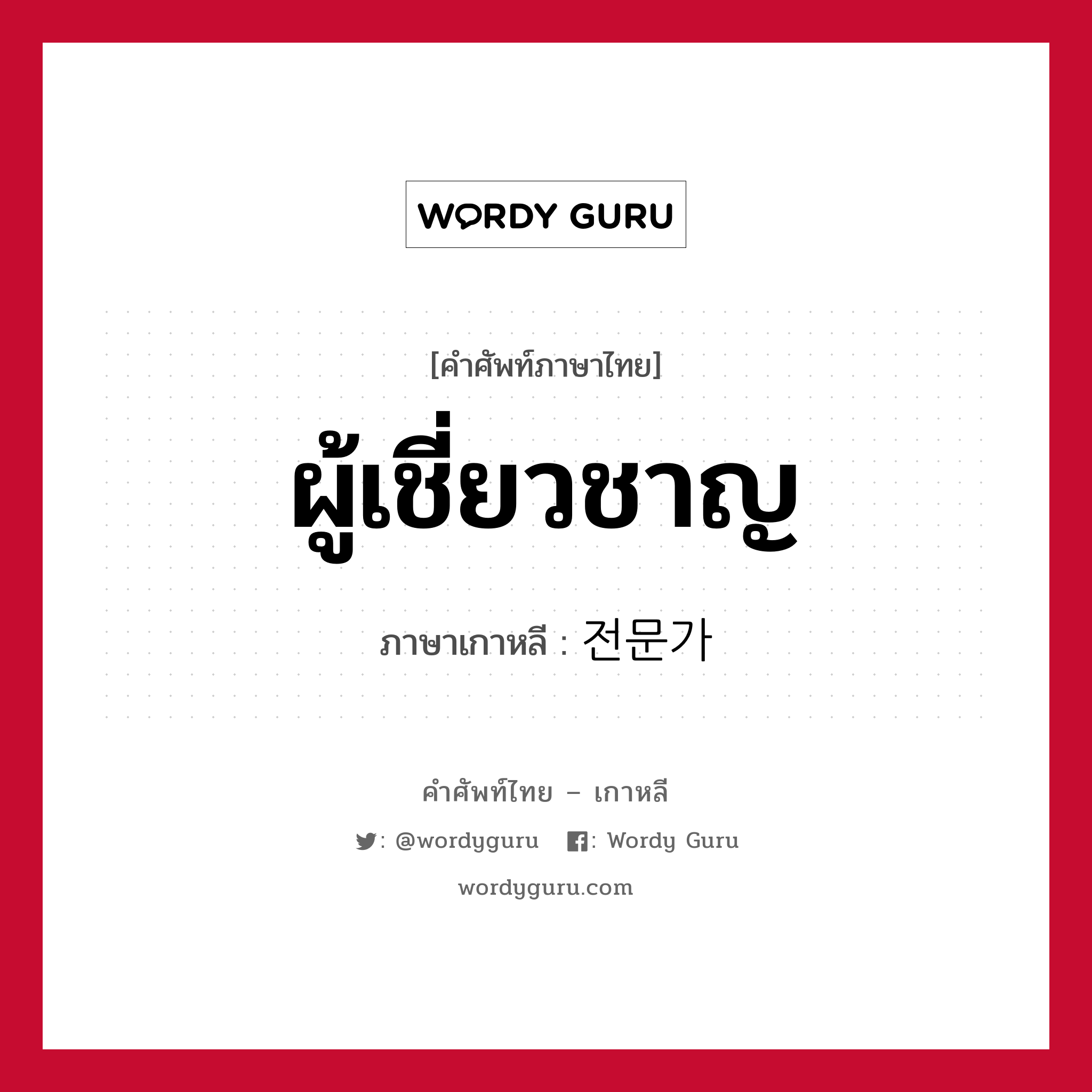 ผู้เชี่ยวชาญ ภาษาเกาหลีคืออะไร, คำศัพท์ภาษาไทย - เกาหลี ผู้เชี่ยวชาญ ภาษาเกาหลี 전문가