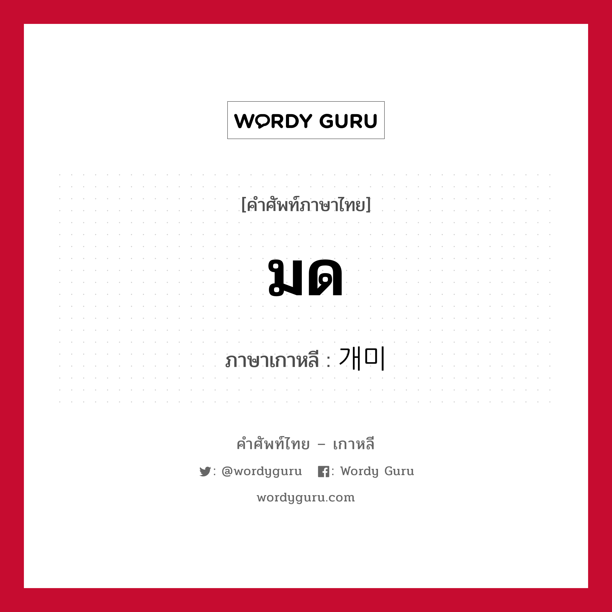 มด ภาษาเกาหลีคืออะไร, คำศัพท์ภาษาไทย - เกาหลี มด ภาษาเกาหลี 개미