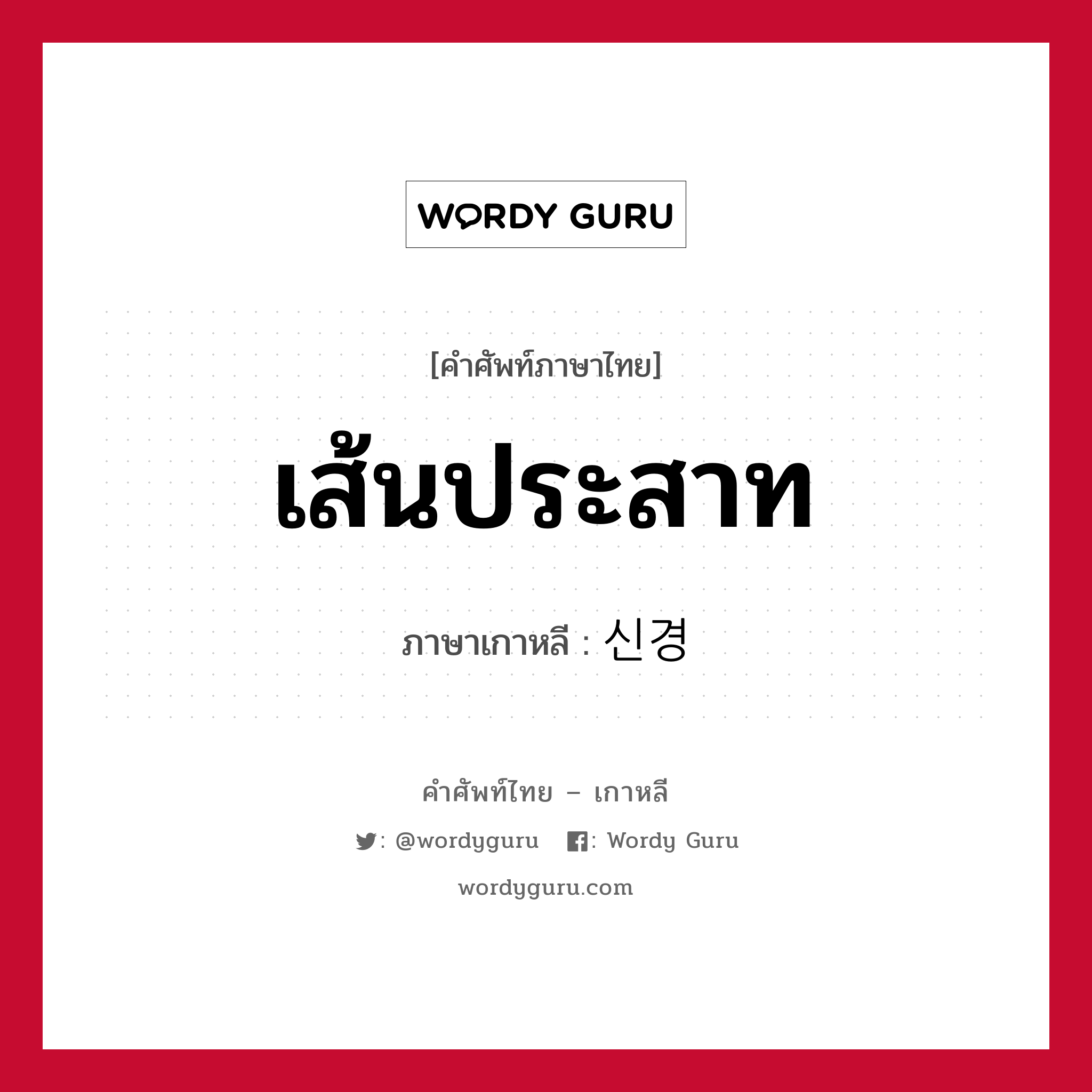 เส้นประสาท ภาษาเกาหลีคืออะไร, คำศัพท์ภาษาไทย - เกาหลี เส้นประสาท ภาษาเกาหลี 신경