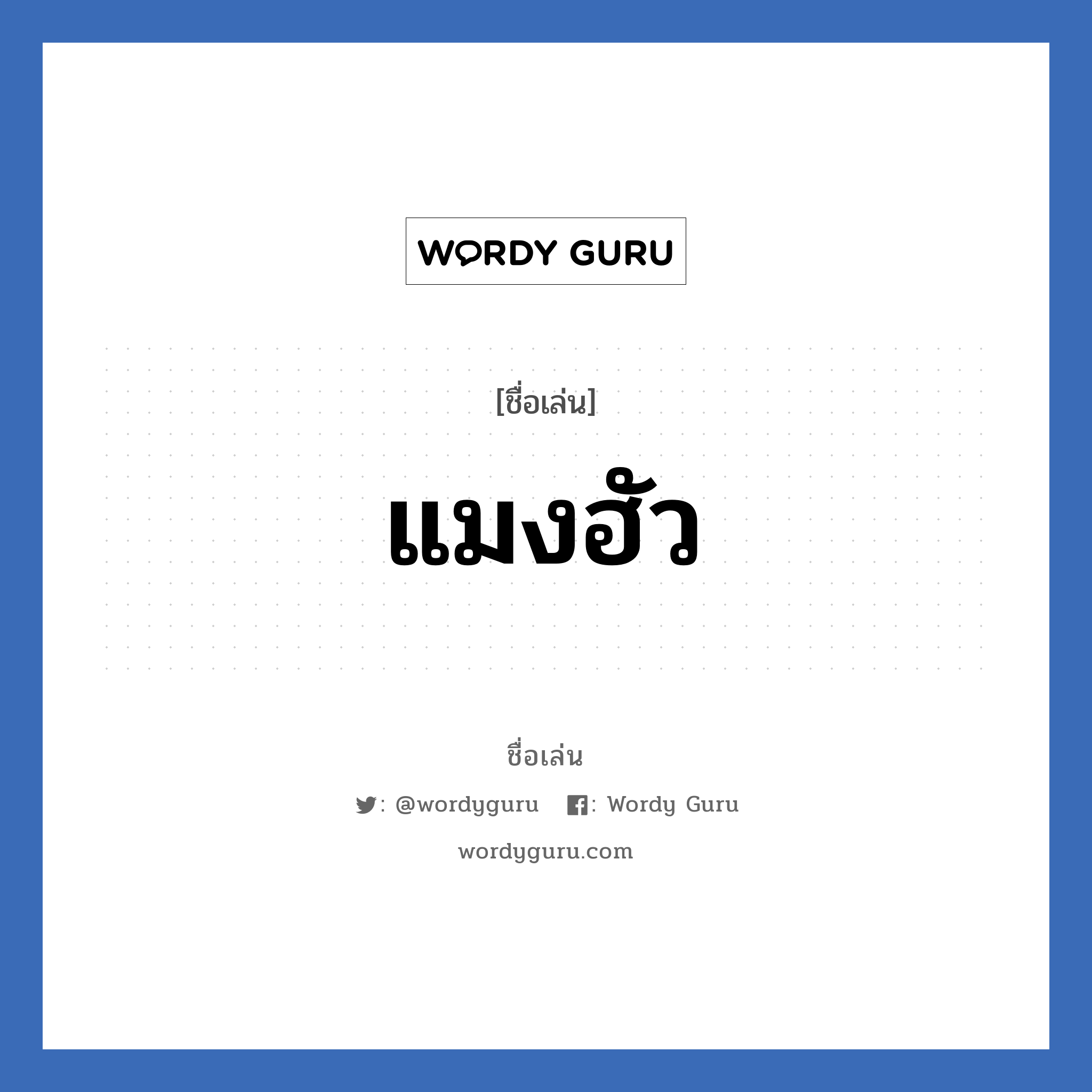 แมงฮัว แปลว่า? วิเคราะห์ชื่อ แมงฮัว, ชื่อเล่น แมงฮัว