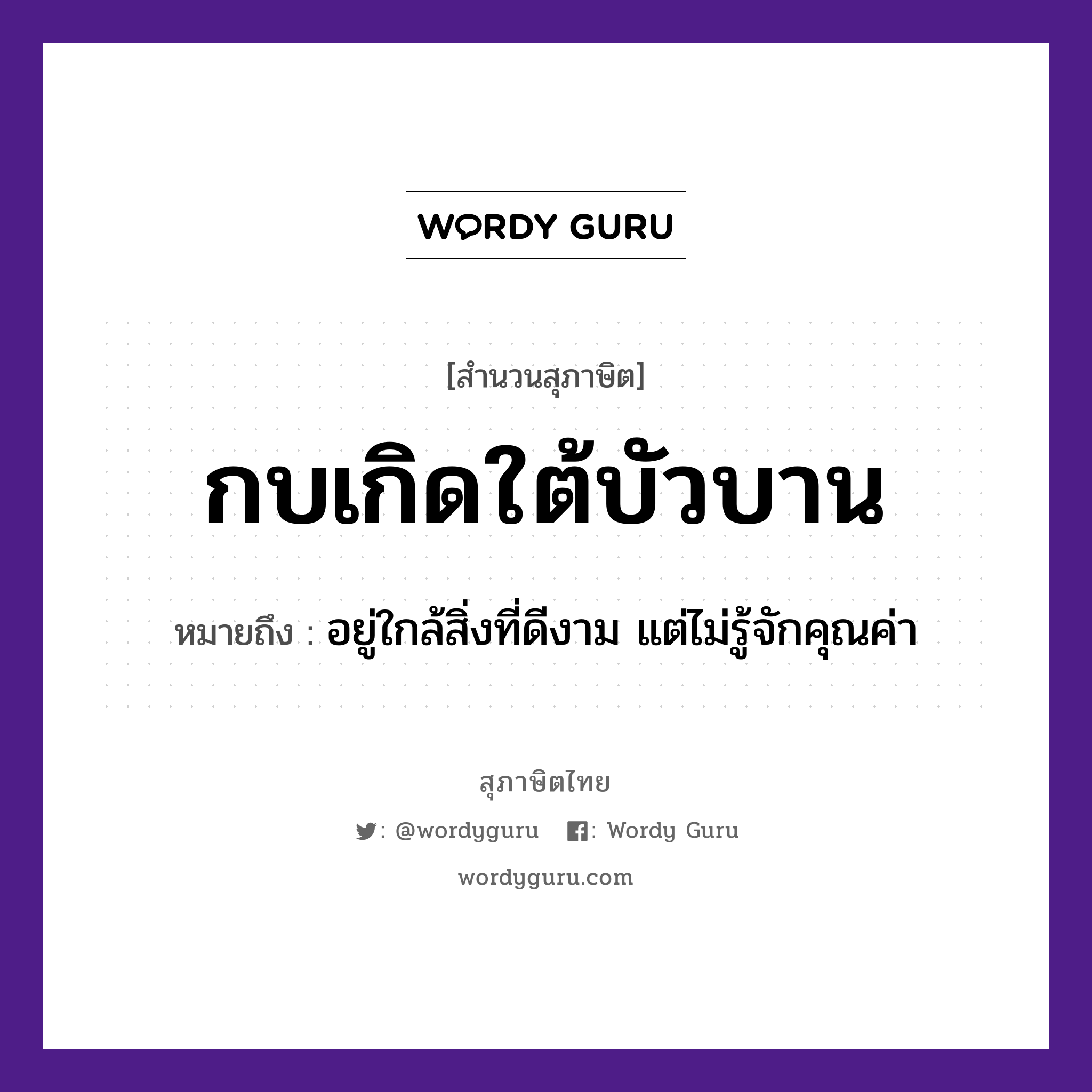 คำสุภาษิต: กบเกิดใต้บัวบาน หมายถึง?, หมายถึง อยู่ใกล้สิ่งที่ดีงาม แต่ไม่รู้จักคุณค่า สัตว์ กบ