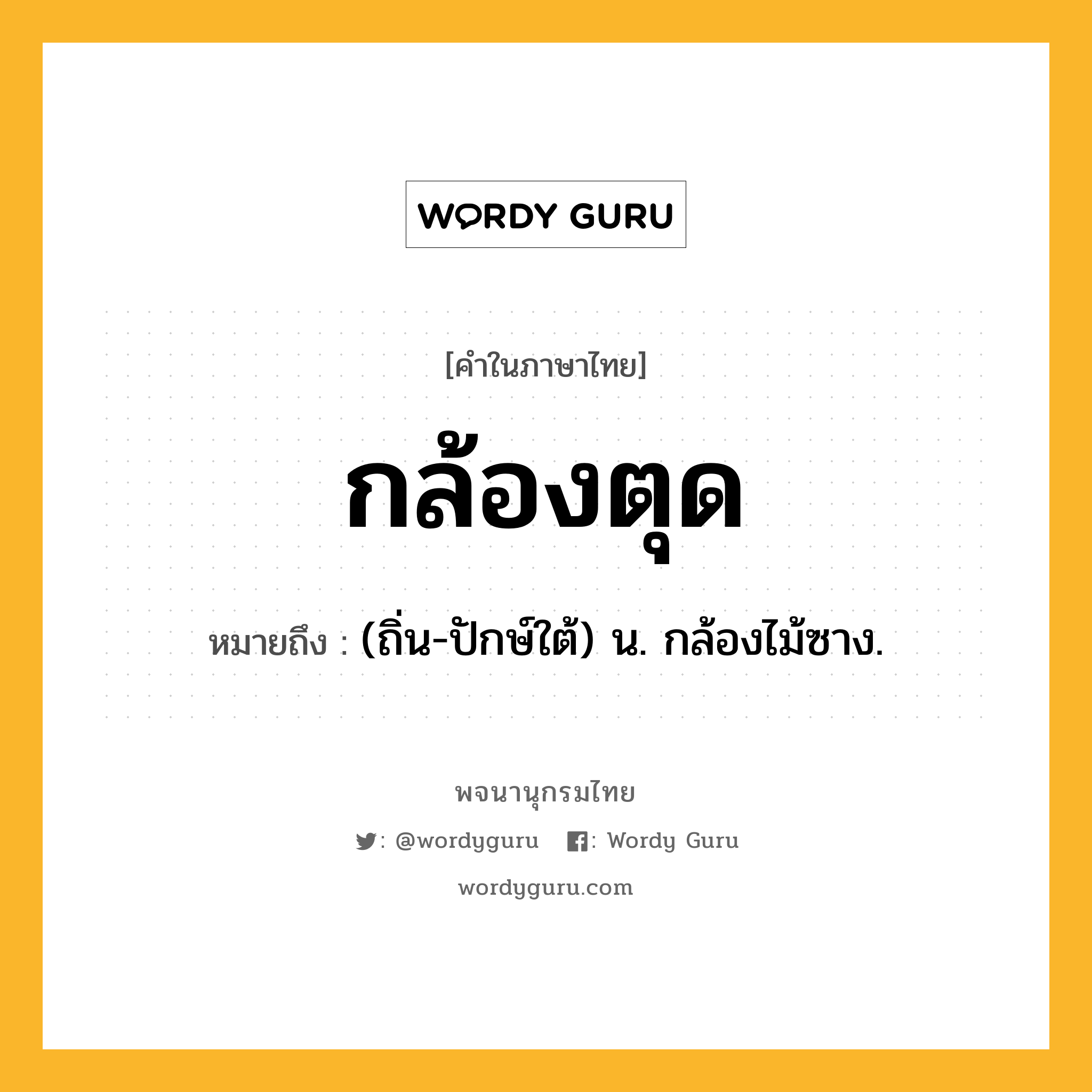 กล้องตุด หมายถึงอะไร?, คำในภาษาไทย กล้องตุด หมายถึง (ถิ่น-ปักษ์ใต้) น. กล้องไม้ซาง.