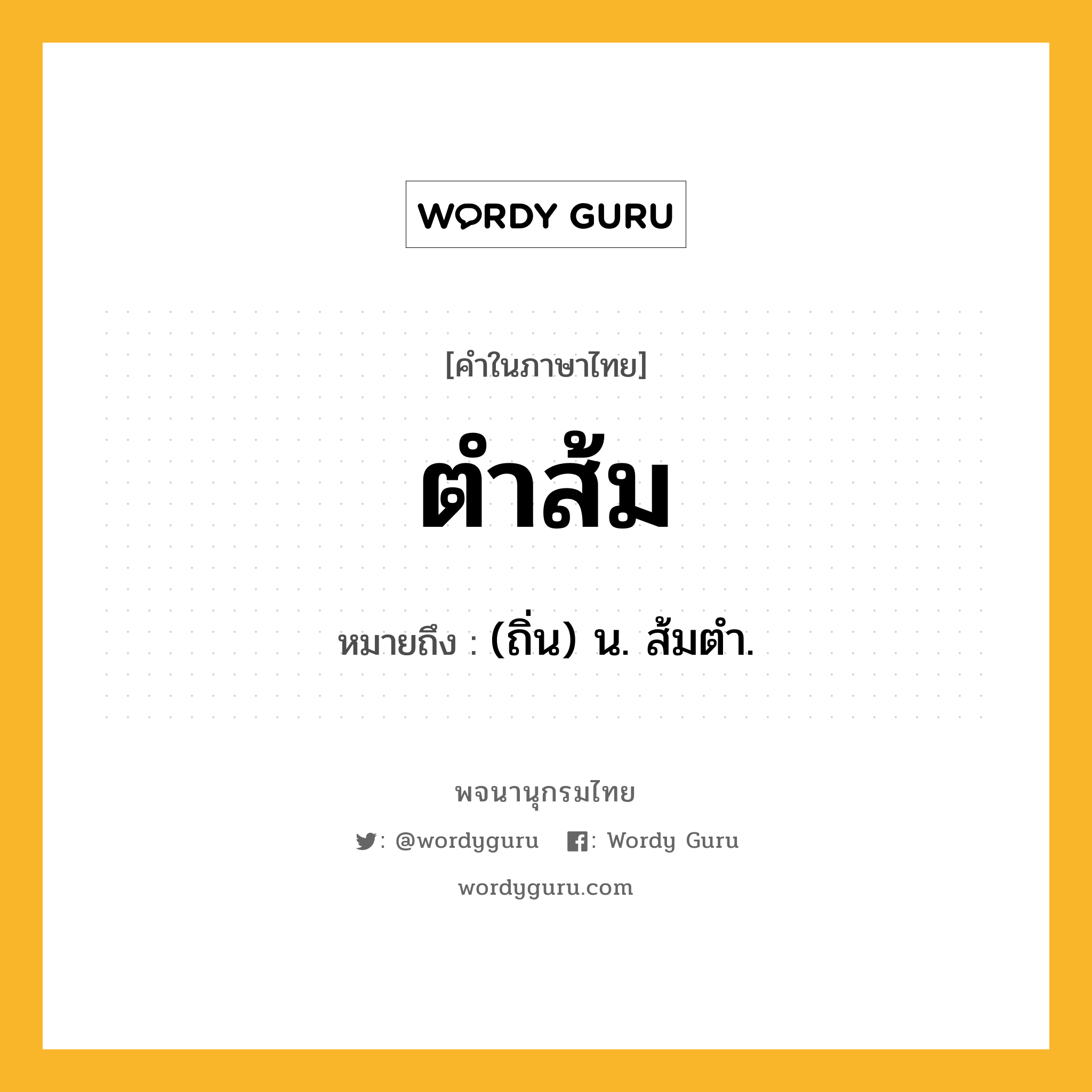 ตำส้ม ความหมาย หมายถึงอะไร?, คำในภาษาไทย ตำส้ม หมายถึง (ถิ่น) น. ส้มตํา.