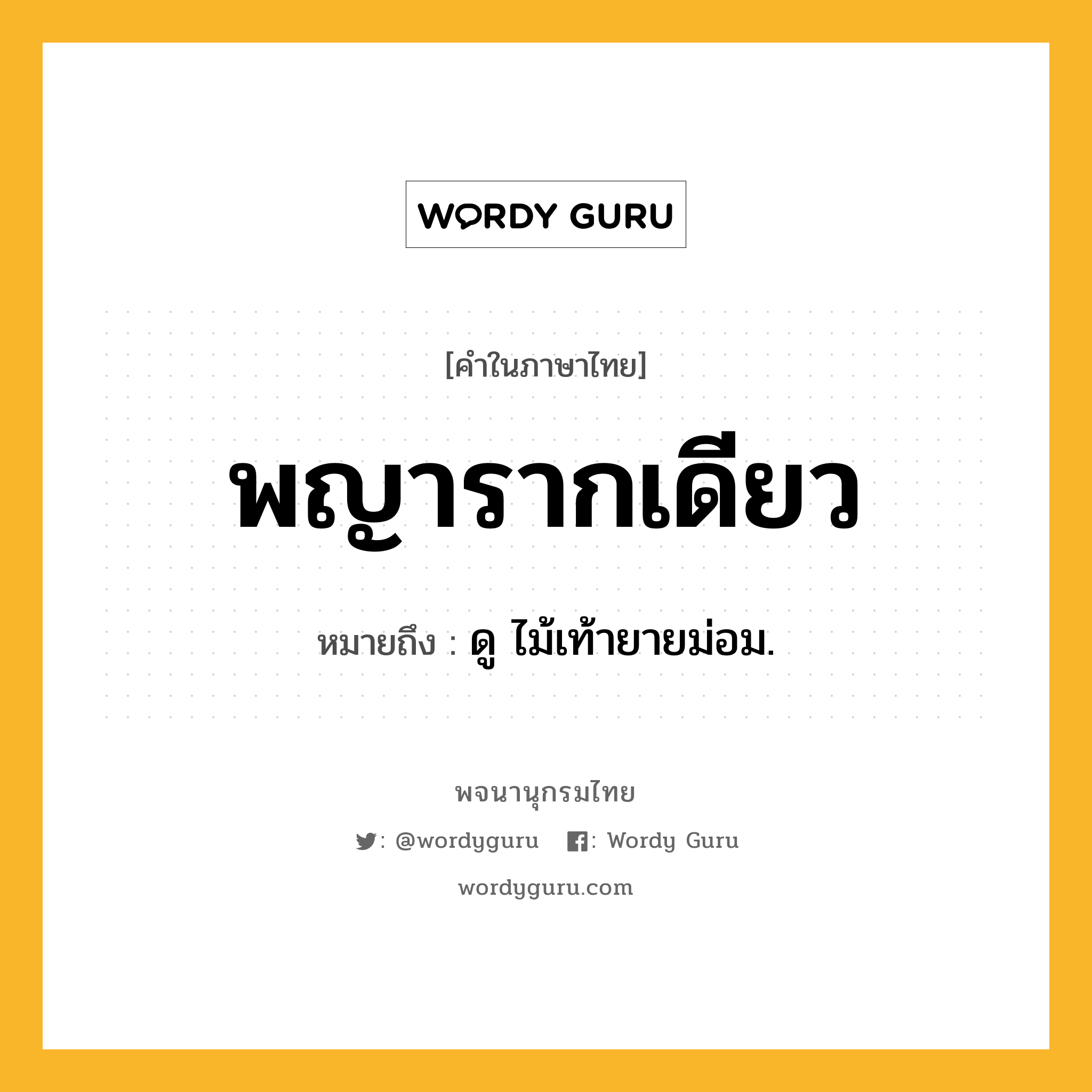 พญารากเดียว หมายถึงอะไร?, คำในภาษาไทย พญารากเดียว หมายถึง ดู ไม้เท้ายายม่อม.