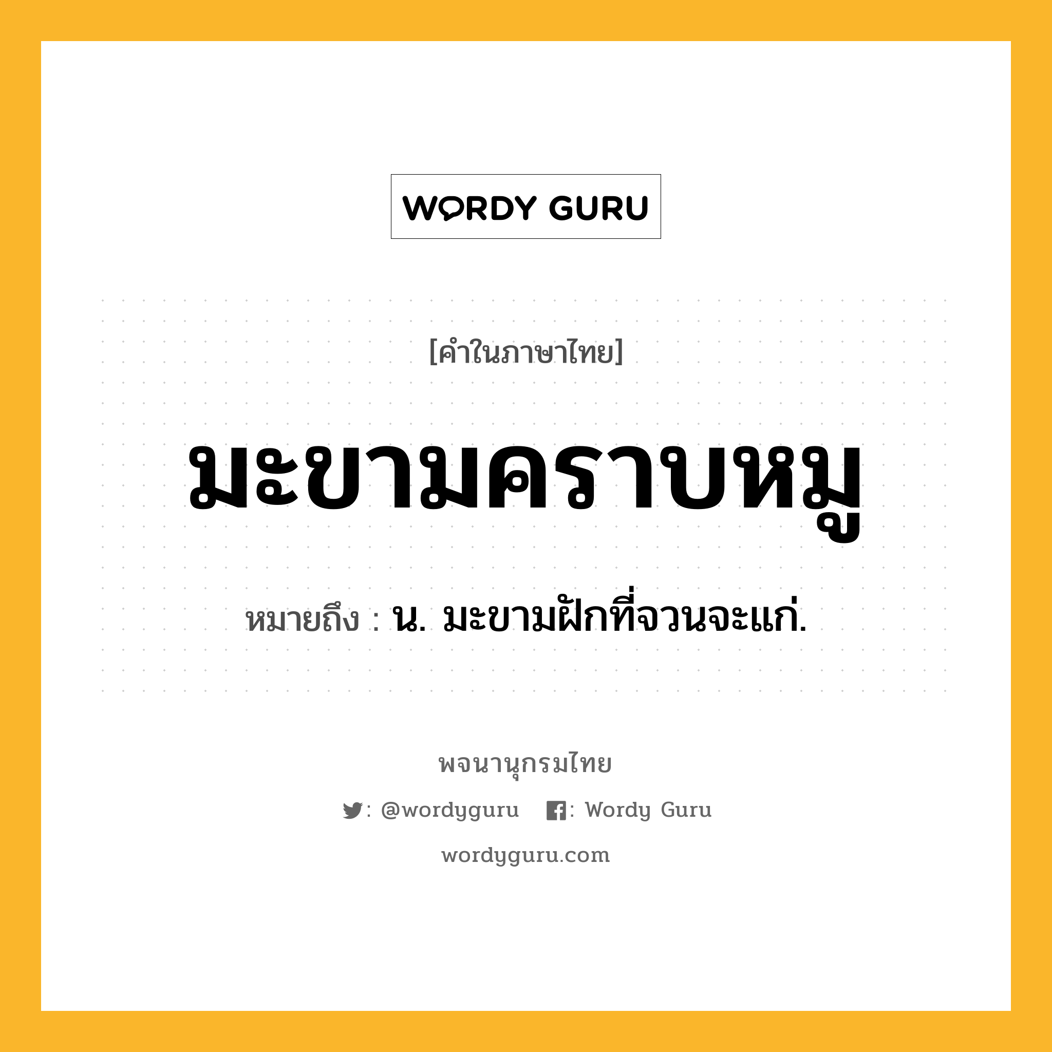 มะขามคราบหมู ความหมาย หมายถึงอะไร?, คำในภาษาไทย มะขามคราบหมู หมายถึง น. มะขามฝักที่จวนจะแก่.