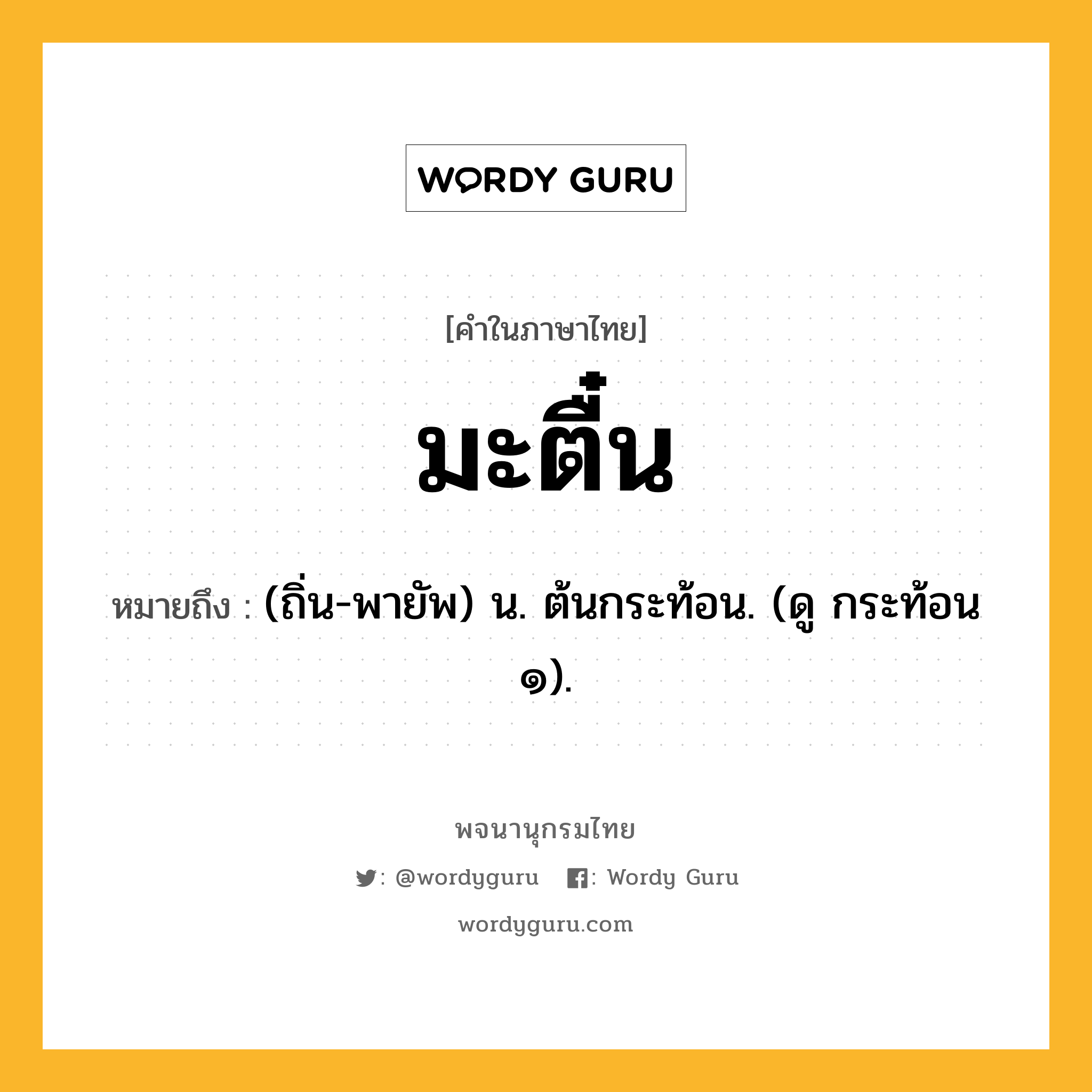 มะตื๋น หมายถึงอะไร?, คำในภาษาไทย มะตื๋น หมายถึง (ถิ่น-พายัพ) น. ต้นกระท้อน. (ดู กระท้อน ๑).