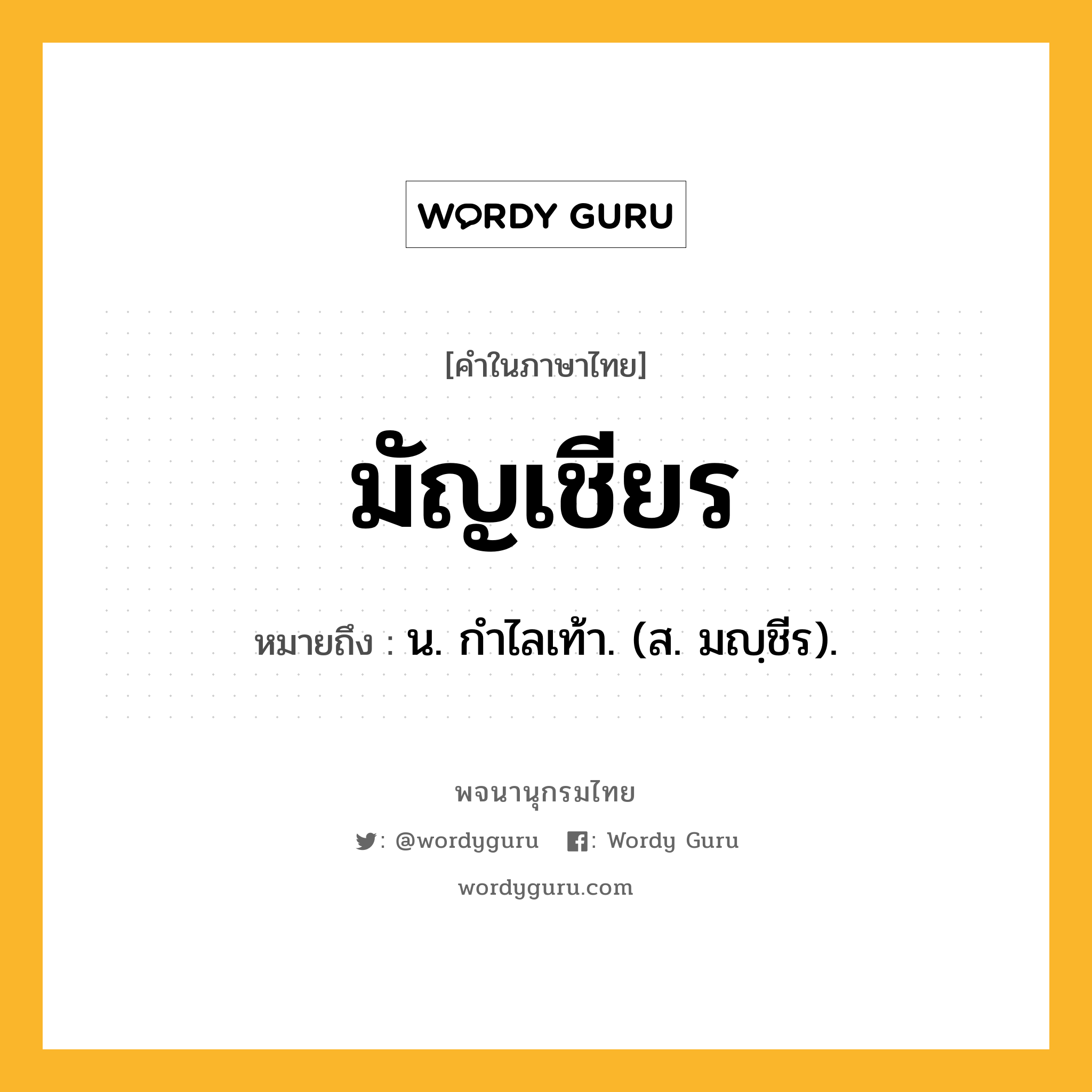 มัญเชียร หมายถึงอะไร?, คำในภาษาไทย มัญเชียร หมายถึง น. กําไลเท้า. (ส. มญฺชีร).