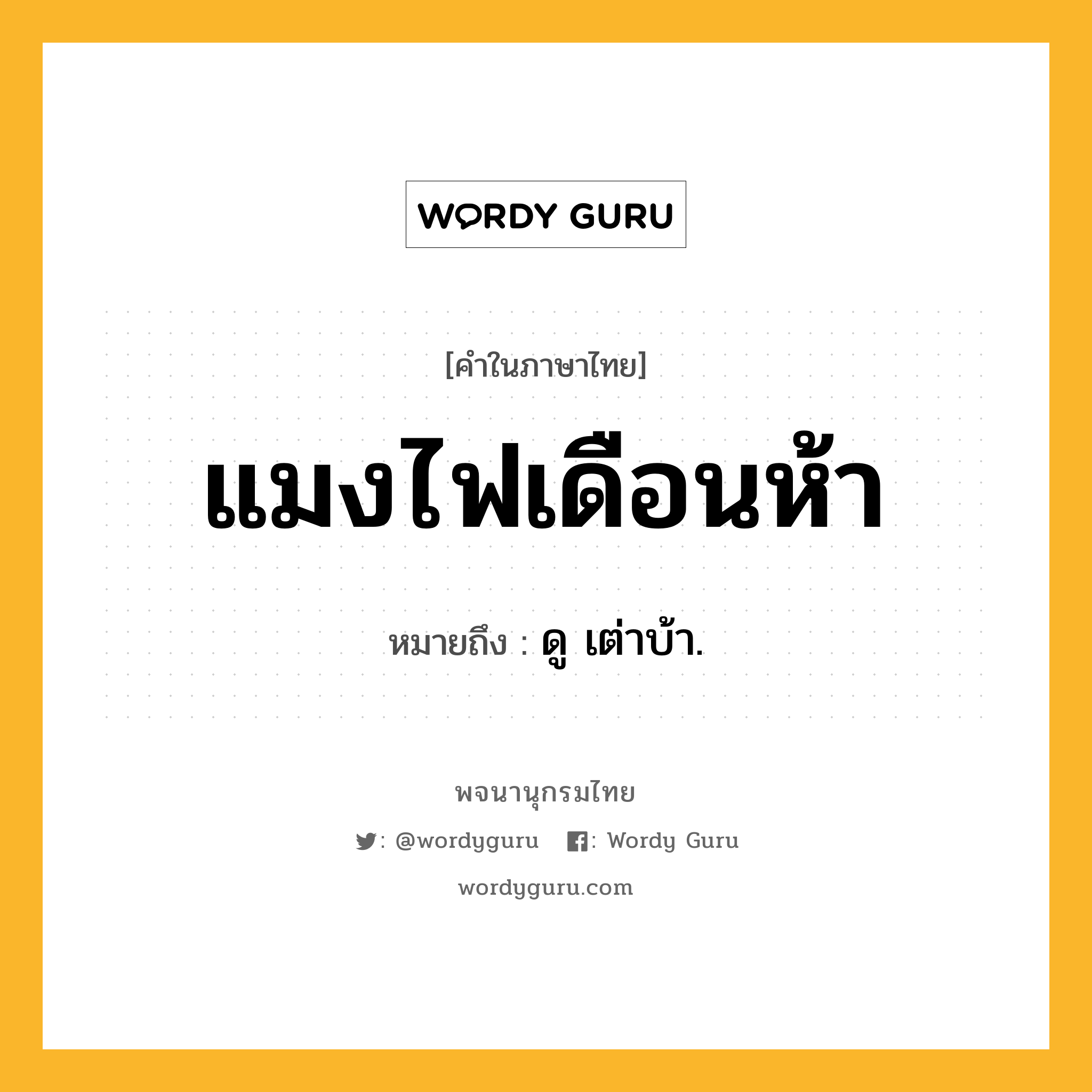 แมงไฟเดือนห้า ความหมาย หมายถึงอะไร?, คำในภาษาไทย แมงไฟเดือนห้า หมายถึง ดู เต่าบ้า.