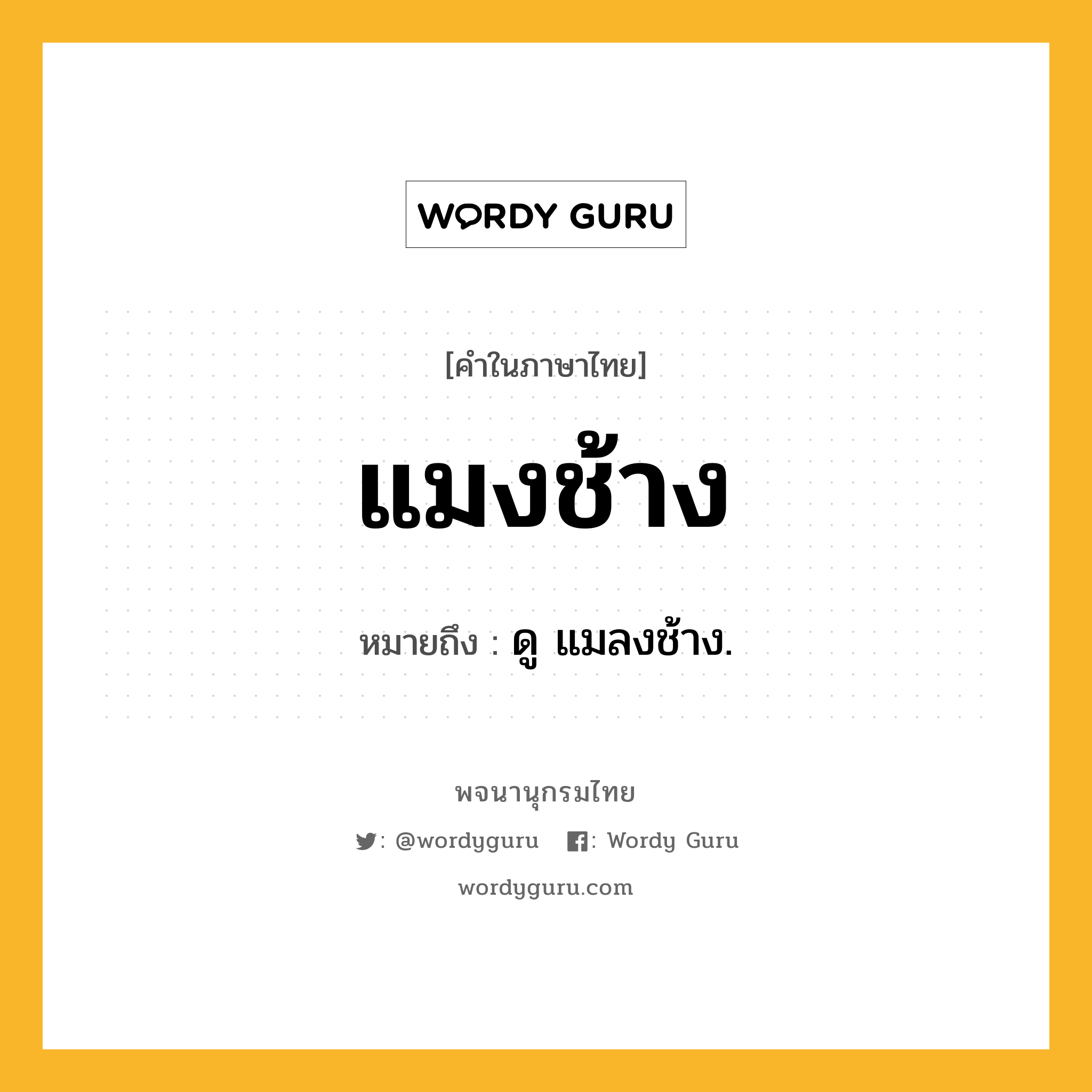 แมงช้าง หมายถึงอะไร?, คำในภาษาไทย แมงช้าง หมายถึง ดู แมลงช้าง.