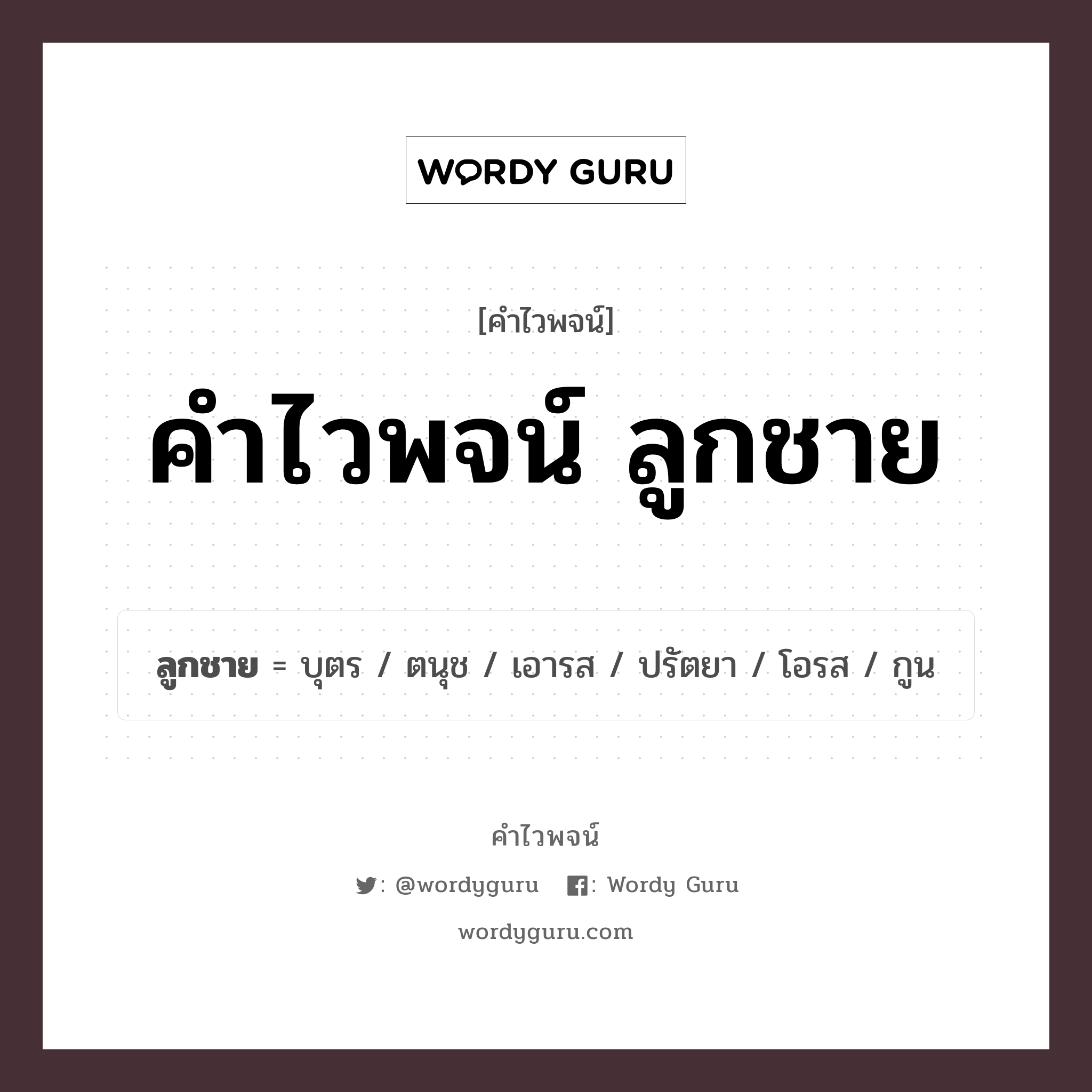 คำไวพจน์ ลูกชาย มีอะไรบ้าง?, คำศัพท์ บุตร กลุ่มคำไวพจน์ คำไวพจน์กลุ่ม คน/มนุษย์