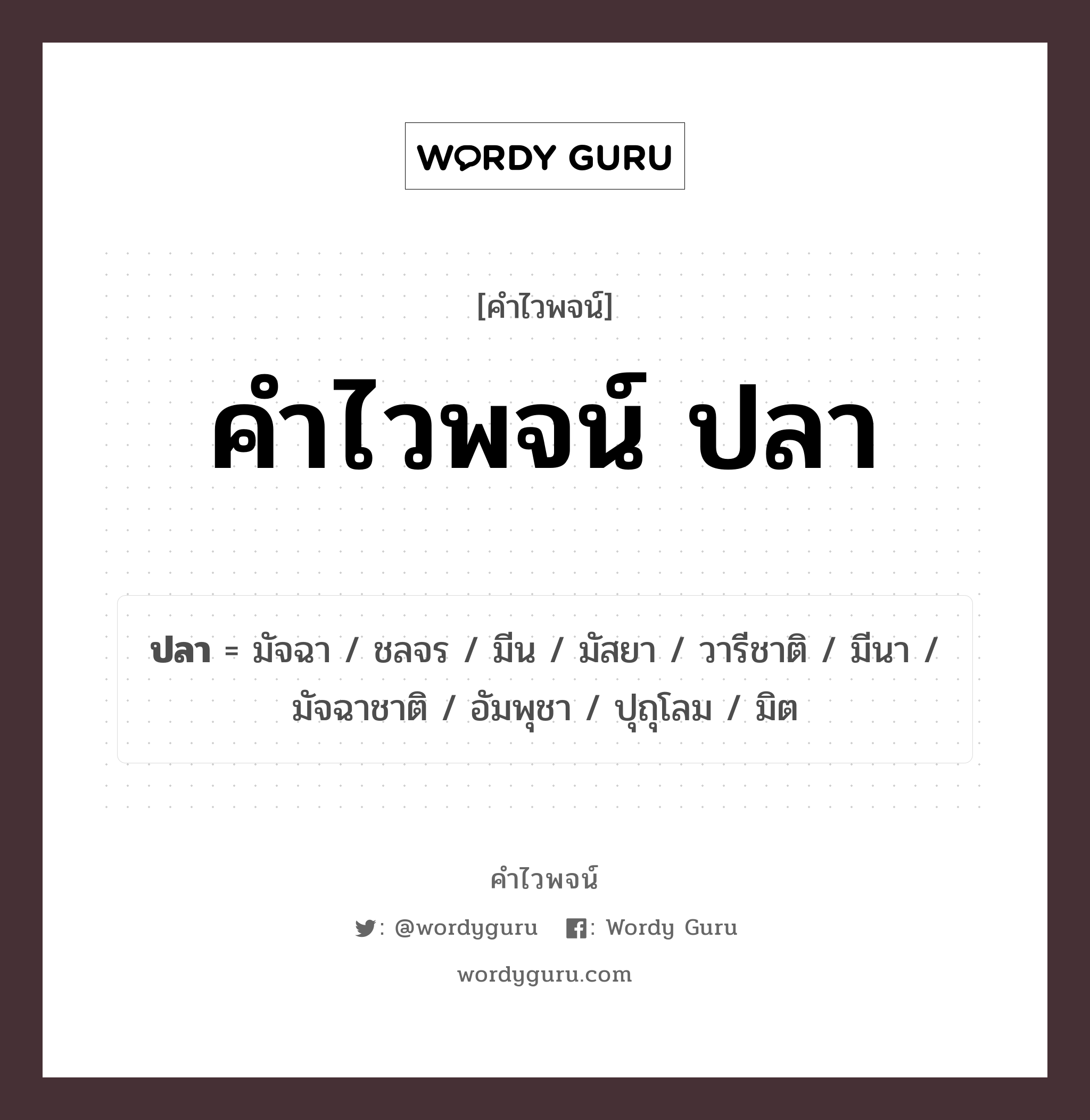 คำไวพจน์ ปลา มีอะไรบ้าง?, คำศัพท์ มัจฉา กลุ่มคำไวพจน์ คำไวพจน์กลุ่ม สัตว์